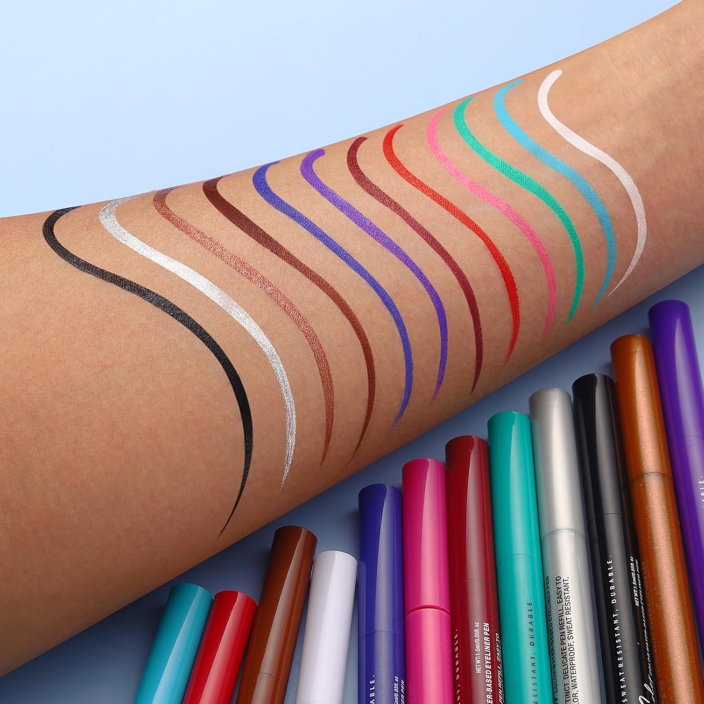 LANGMANNI 4 Colors Matte Liquid Eyeliner Set, Neon Colorful Pigmented With Long-lasting, Smudgeproof & Waterproof Eye Liner Makeup for Bold & Stunning Looks - Gift for Girls(#12345678)