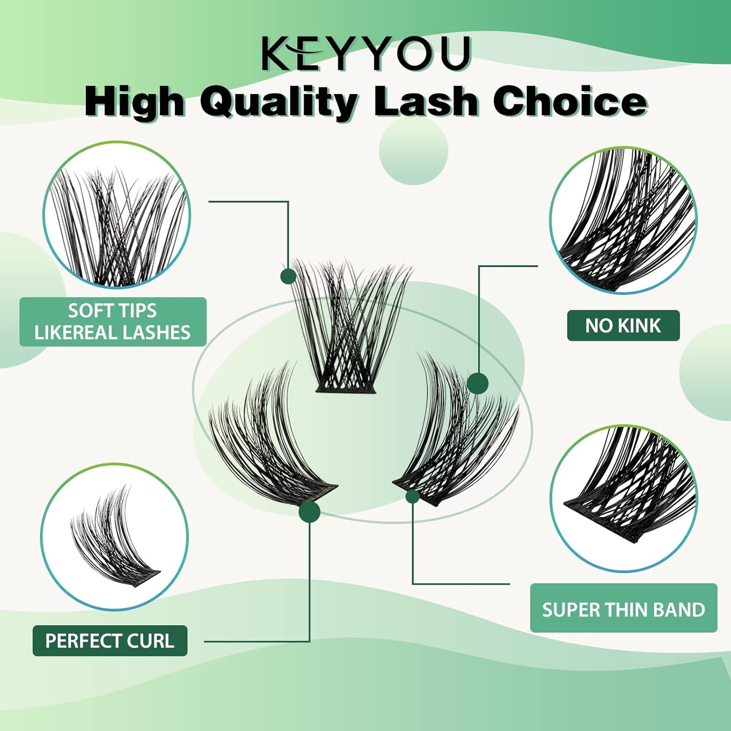 Lash Clusters 96pcs Individual Lashes Y01 C Curl 18mm Cluster Lashes KEYYOU Volume Wispy Lash Extension Soft&Comfortable Easy DIY at Home(Y01,C-18mm)