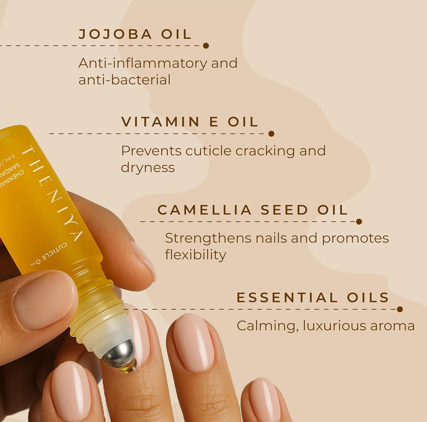 Cuticle Oil for Nail Strengthening and Growth – Hydrating, Vegan, Organic Formula with Jojoba & Vitamin E | 3 Signature Fragrances | 5mL Roll-On (0.17 Fl Oz, Rose Fragrance)
