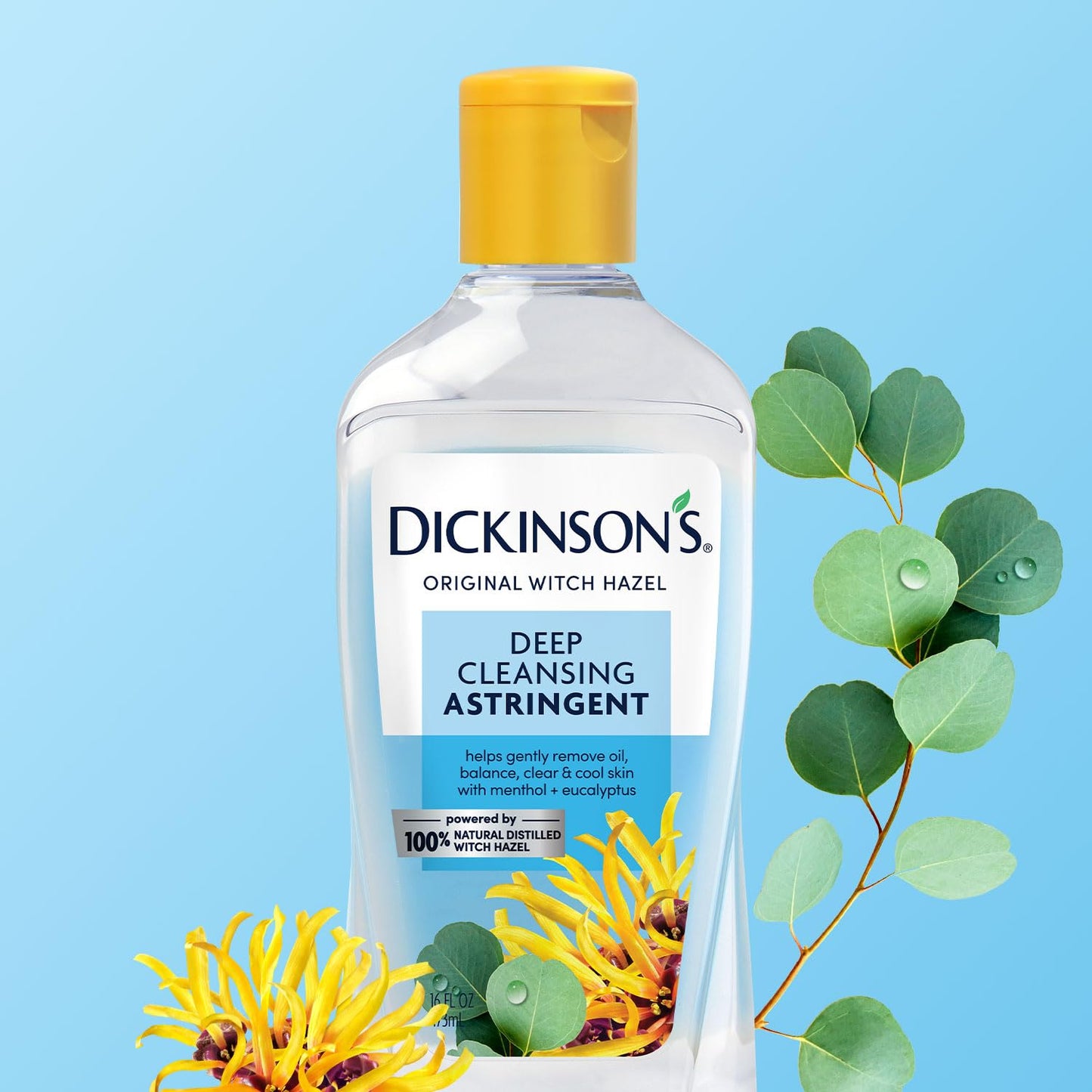 Dickinson's Original Witch Hazel Deep Cleansing Astringent | 100% Natural Distilled Witch Hazel | Clears Pores | Removes Impurities, Makeup, Excess Oil | 16 Fl Oz