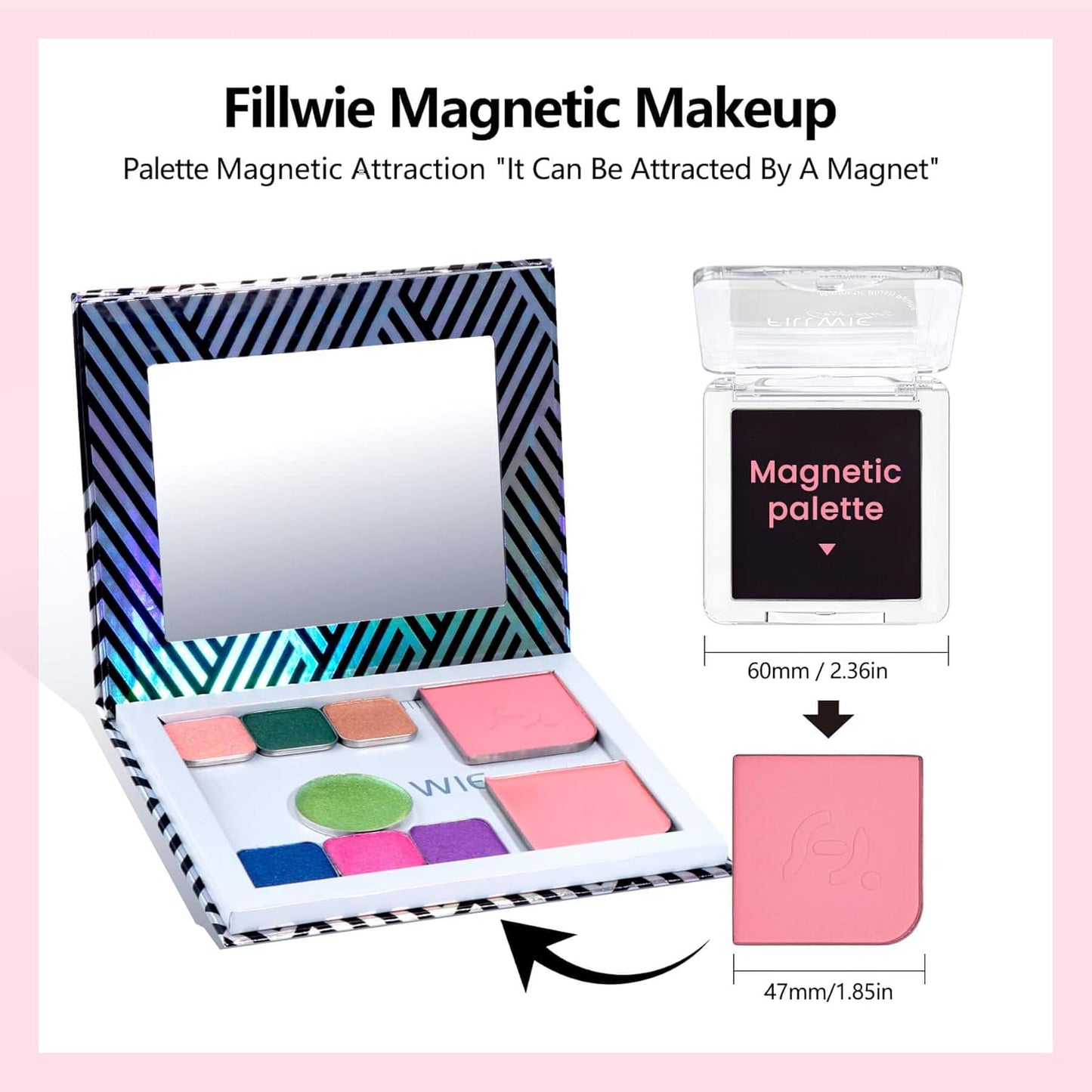 Blush Palette Duo – Cream & Powder Blush Set in Pink, Long-Wearing & Moisturizing, Easy to Blend,Radiant Coverage for Cheeks, Eyes & Lips, Magnetic Makeup Palette Compatible (2-Pack, Coral Kiss)