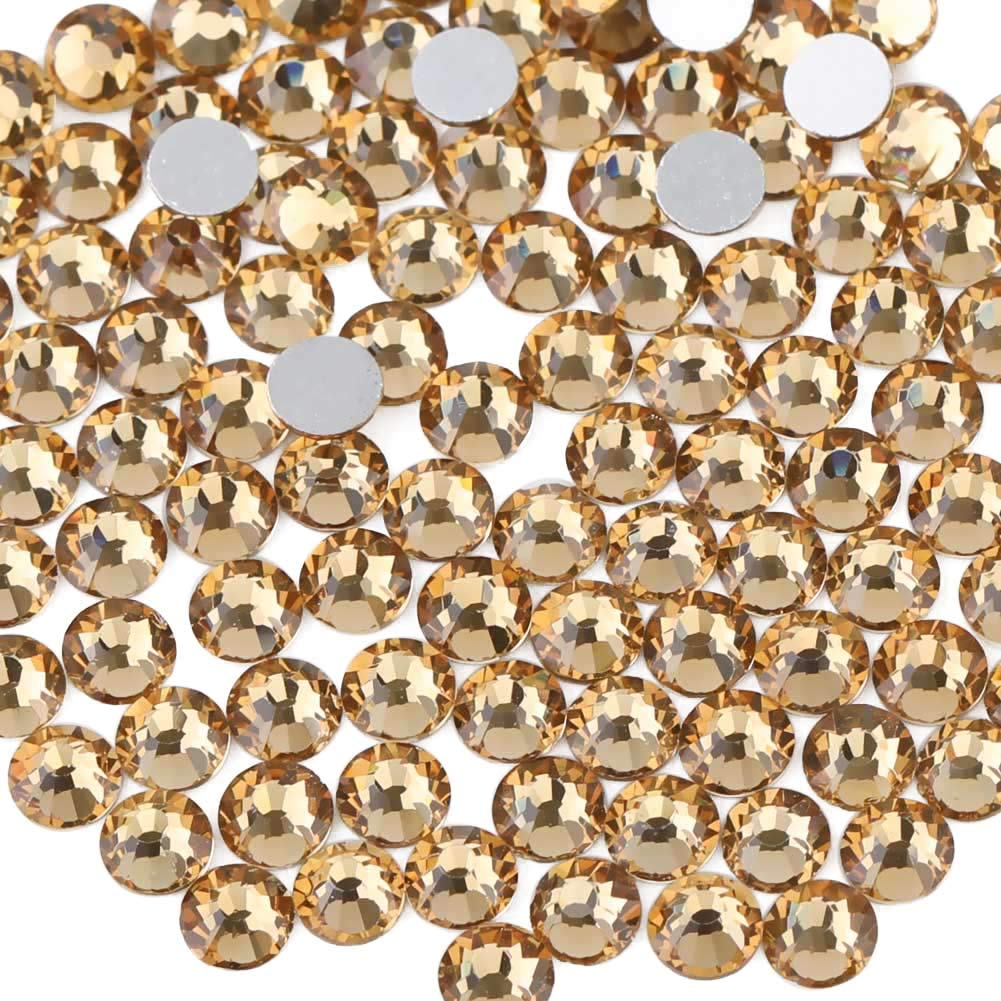 Beadsland 2880pcs Flat Back Crystal Rhinestones Round Gems for Nail Art and Craft Glue Fix,Lt Colorado Topaz,SS4,1.5-1.7mm