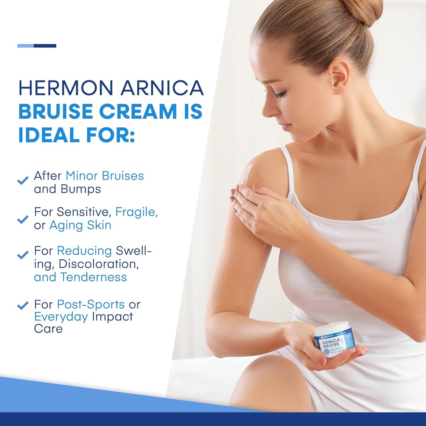 Hermon Arnica Bruise Cream Extra Strength: Fast-Acting for Bruising & Swelling on Thin Skin - High Strength Arnica Montana with Vitamins K, C & E–Hydrating Moisturizer for Face (4 oz(pack of 1))