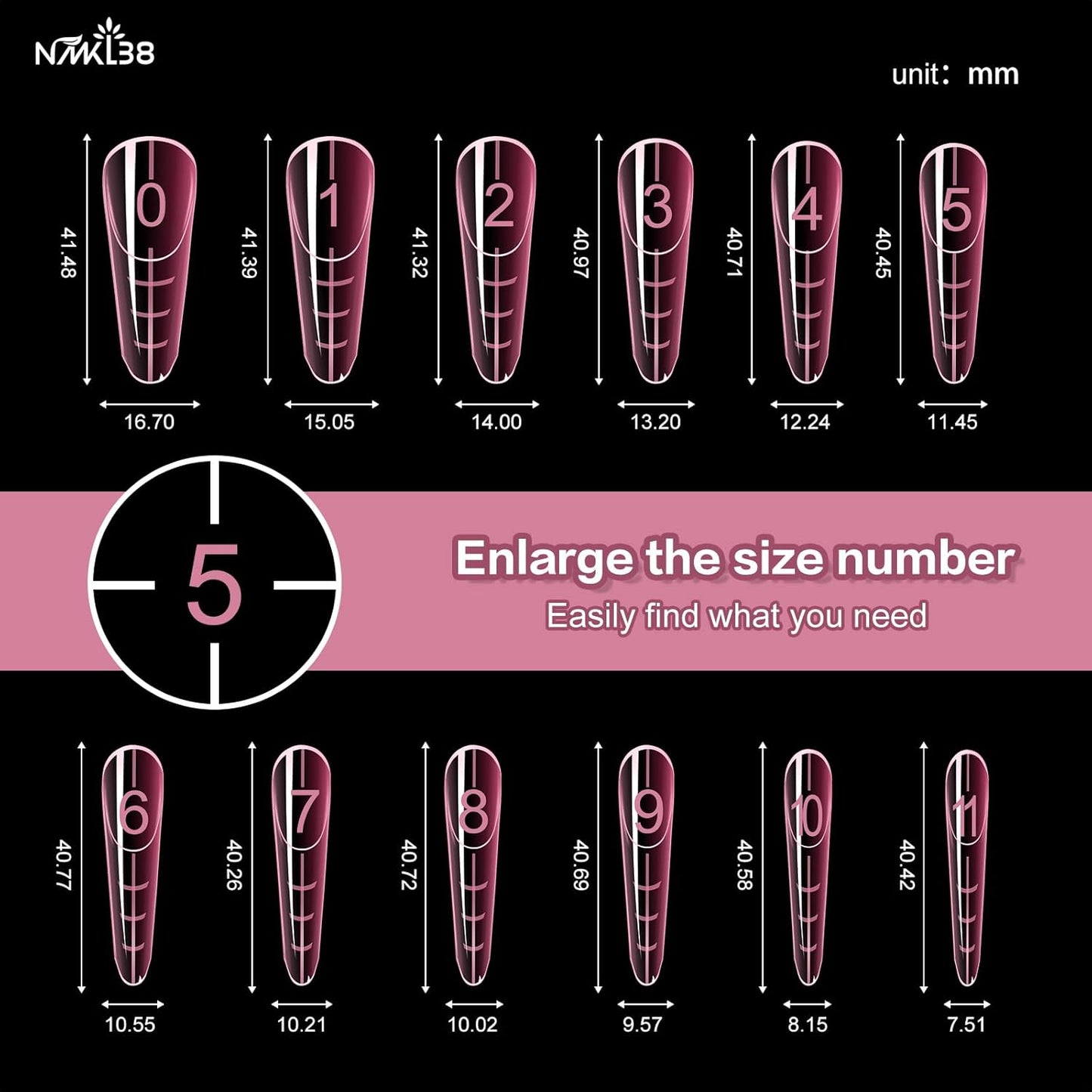 NMKL38 Diy 120PCS Clear Dual Nail Forms Full Cover Nail Mold Tips Arched Almond Acrylic Nail Extension Tools for Poly Gel Nail Art Salon