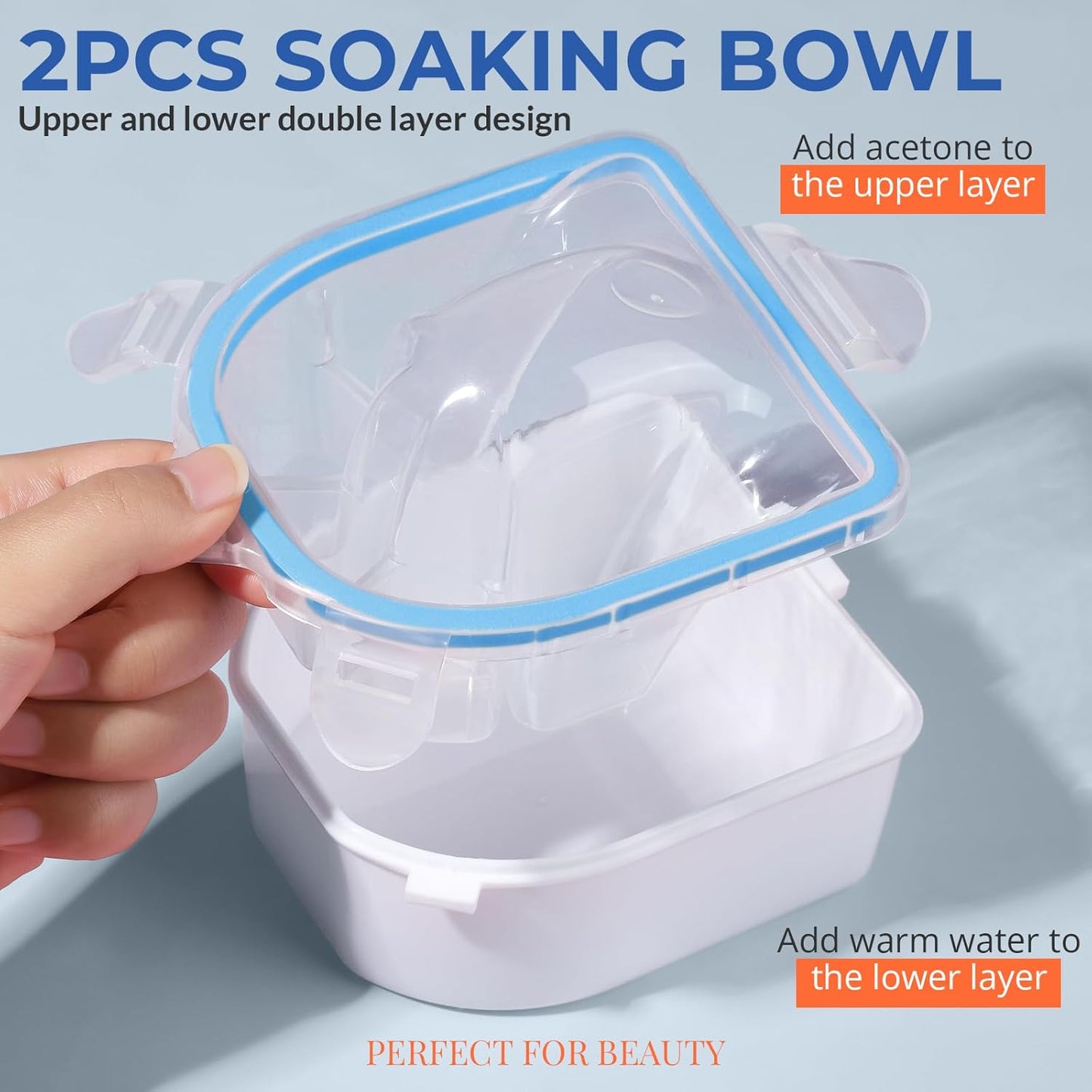 Teenitor 10Pcs Nail Soaking Bowl Kit 2 Soak Off Bowl Nail Soaking Bowl Acetone Proof Soak Off Gel Polish Remover Bowl, Cuticle Peeler Scraper Cuticle Oil Nail File Nail Buffer and Nail Brush, Lemon