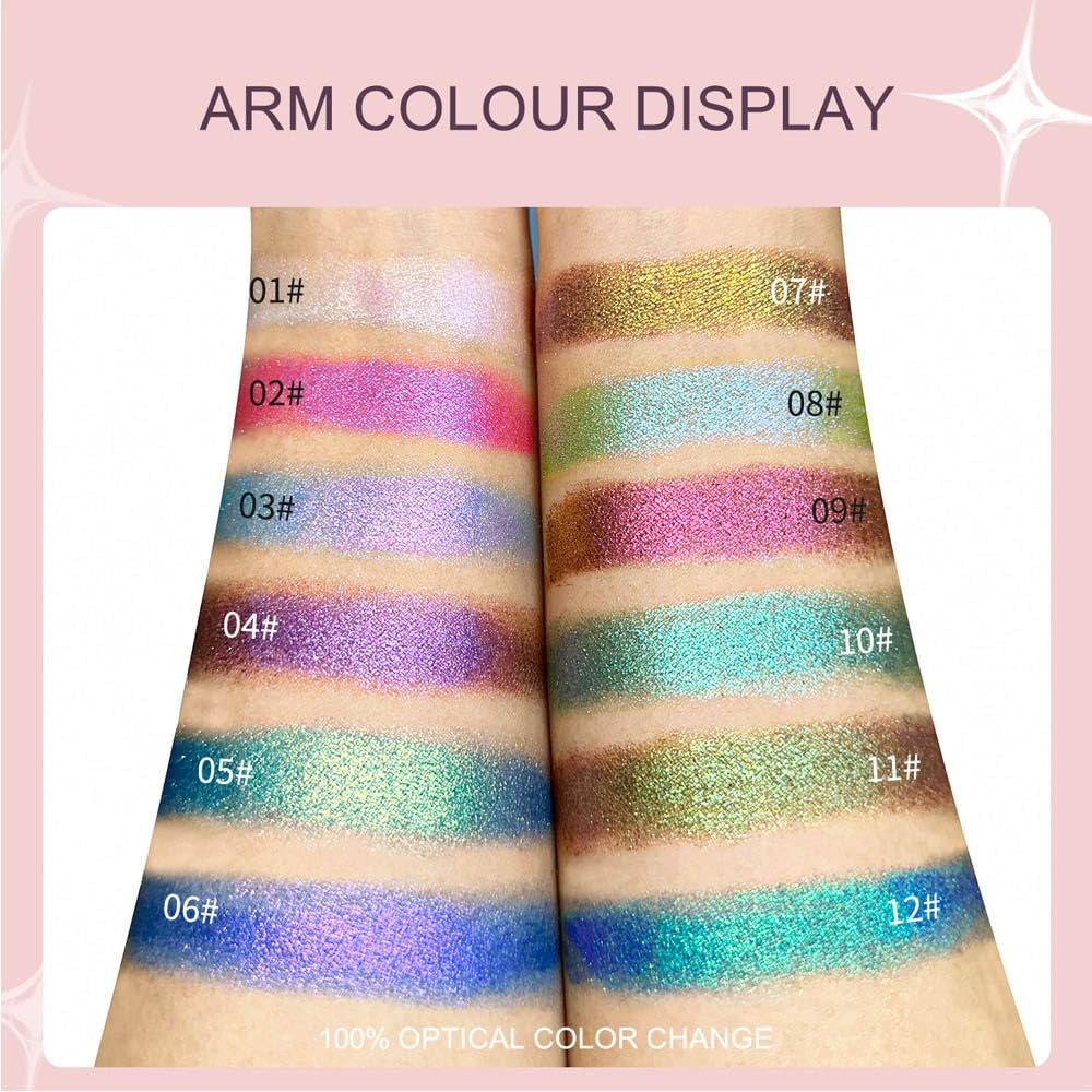 evpct Frost Blue to Purple Chameleon Multichrome Eyeshadow Palette, Glitter Shimmer Metallic Rainbow Holographic Eyeshadow Palette Makeup for Old Women, Gothic Eye Shadow Palette Makeup Highlighter