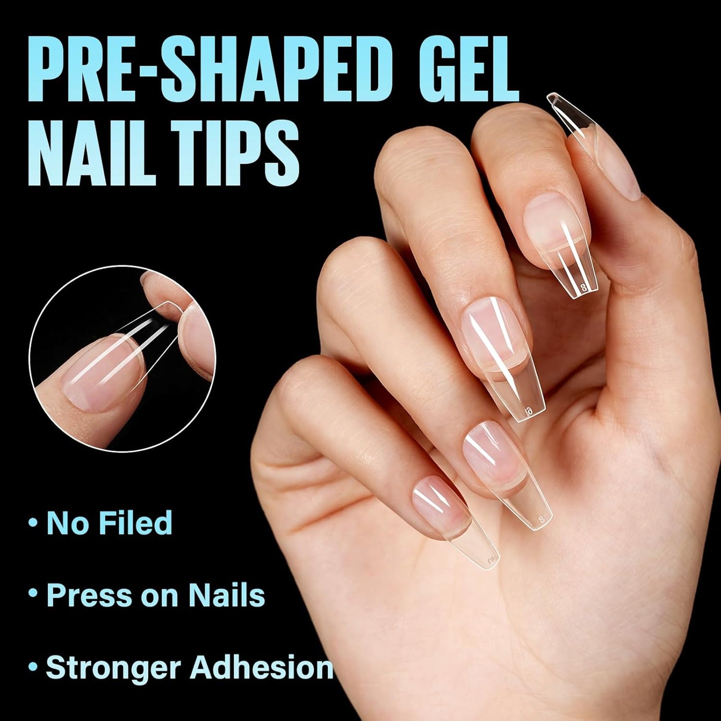 TOMICCA Medium Coffin Nail Tips, 504Pcs Half Matte Soft Acrylic Nail Tips, 12 Sizes Acrylic Pre-Shaped Nails, Full Cover False Nails for Extension Nail