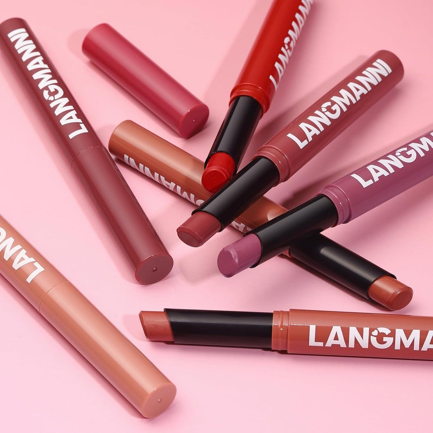 Jolilab 4Pcs Lip Set: 2 Colors Lip Liner+2 Colors Lipstick, Matte/Creamy,Smooth Creamy Texture,Long-Lasting,Bold/Nude Shades for Daily/Party, Vegan, Gift for Makeup Lovers.(#09+10)