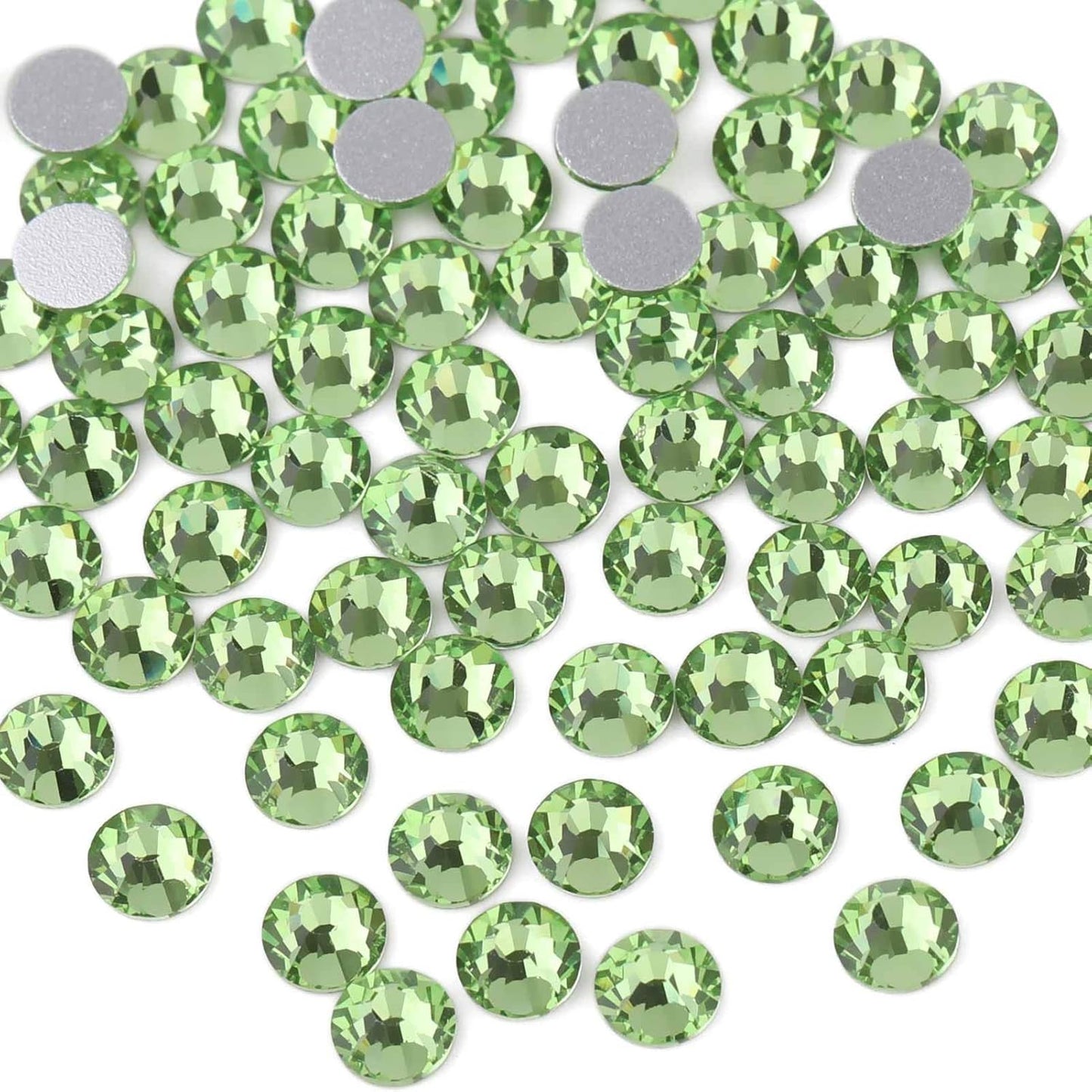 beadsland Flat Back Crystal Rhinestones Round Gems for Nail Art and Craft Glue Fix, Light Green (2.3-2.5mm) SS8/1440pcs