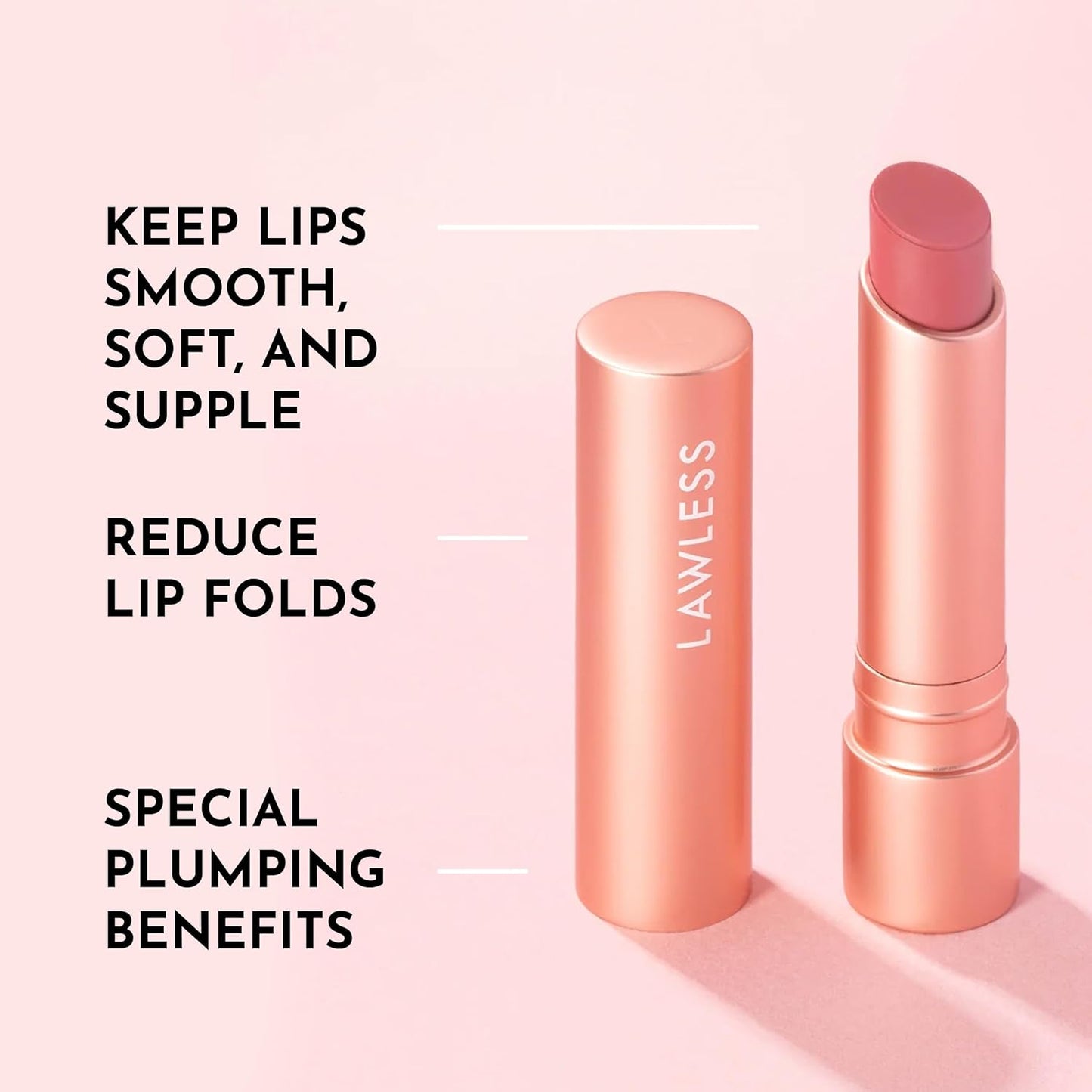 Lawless Forget the Filler Lip Plumping Line Smoothing Tinted Balm - Posey - Premium Tinted Lip Balm with Natural Ingredients to Plump and Smooth Lips for a Firmer, Fuller Look - 0.09 oz