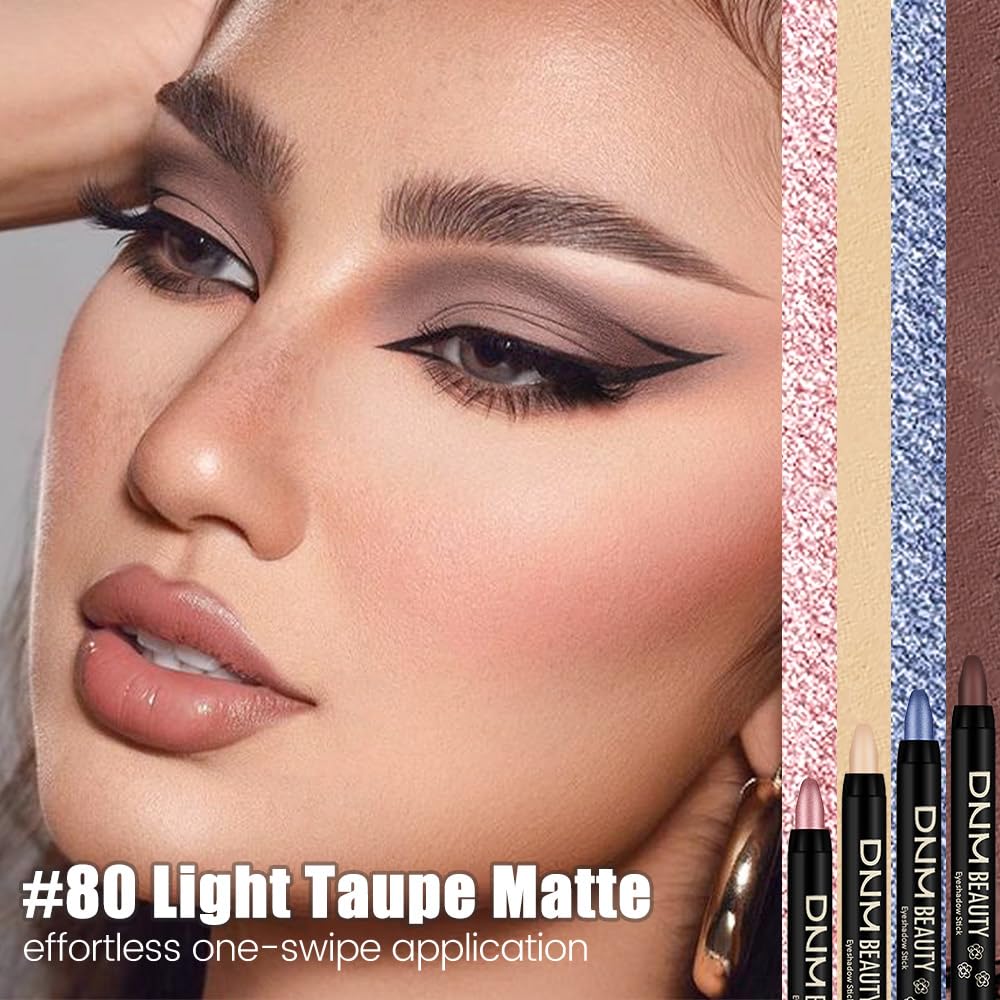 Kaely Cream Eye Shadow Sticks, Light Taupe Matte Eyeliner Pencil Eyeshadow Palette Makeup, Eye Highlighter Brightener Stick for Older Women Waterproof Pigmented, sombras para ojos, New-80