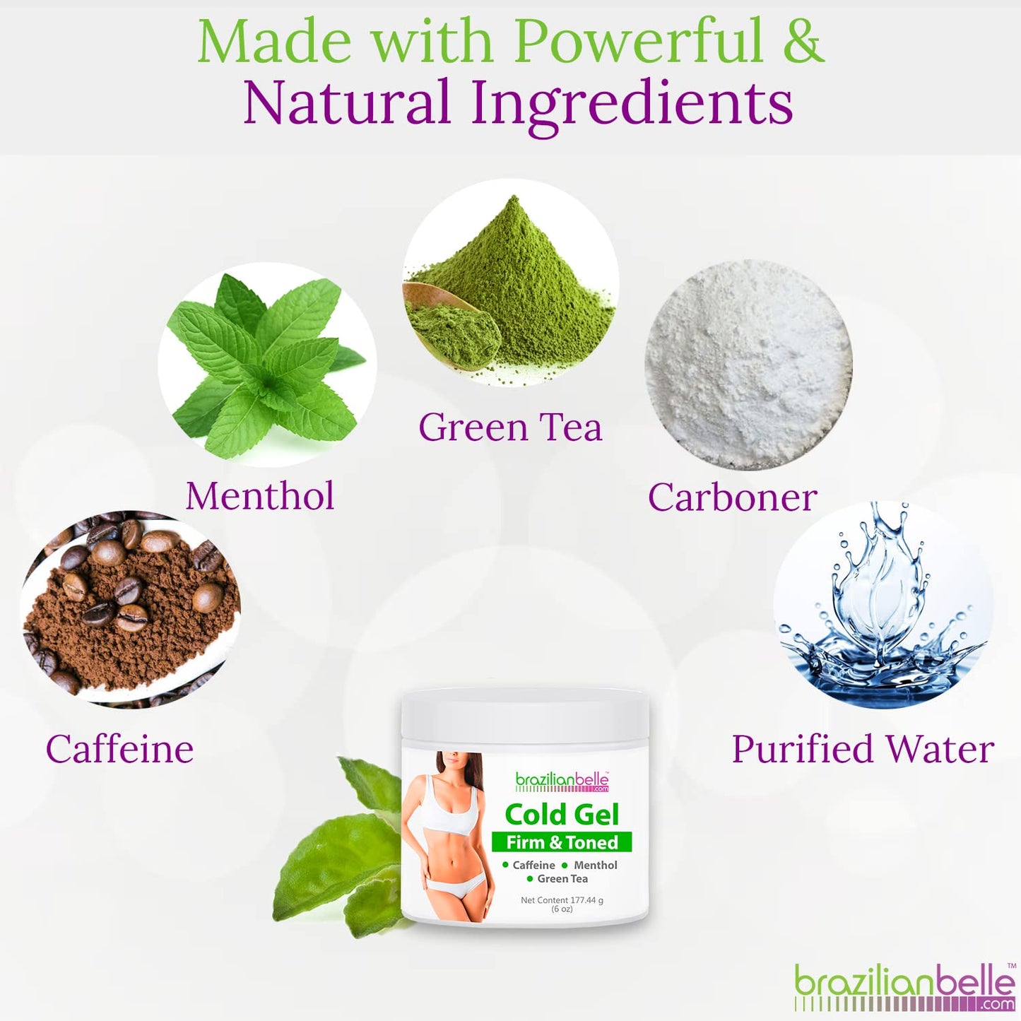 Brazilian Belle Cold Firmings Gel - Tightening & Anti Cellulite Cream with Caffeine - Advanced Firming & Body Firmings Gel for Loose & Sagging Skin - Suitable for All Skin Types