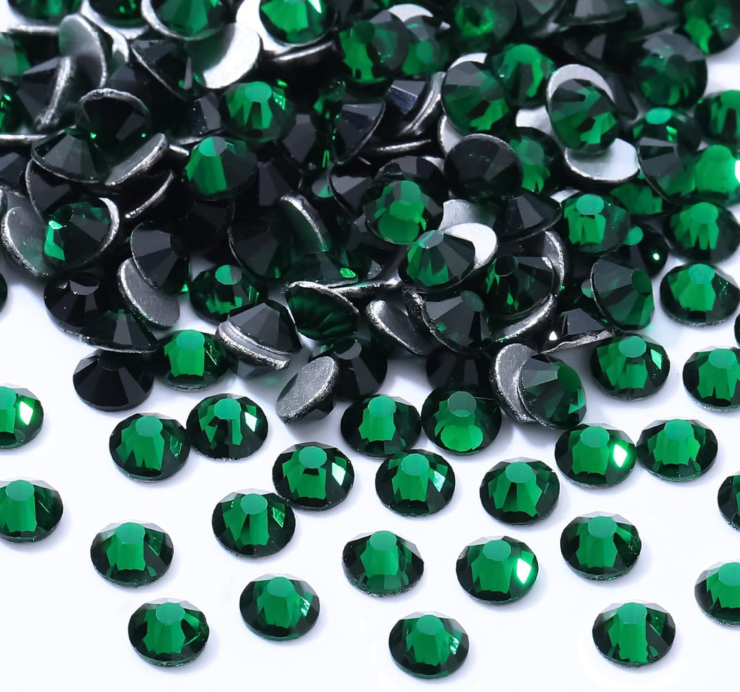 Green Flatback Rhinestones, Glass Rhinestones for Nail Art and Craft, Glue Fix, Loose Crystal Gemstones(Green, SS16, 2880pcs, 3.8-4.0mm)