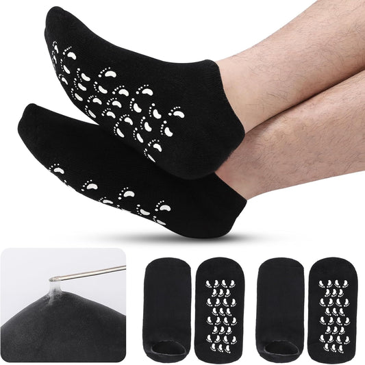 11" Large Silicone Moisturizing Socks for Men - 2 Pairs Soft Foot Care Socks - Feet Moisturizing Socks for Dry Cracked Feet (Size L)