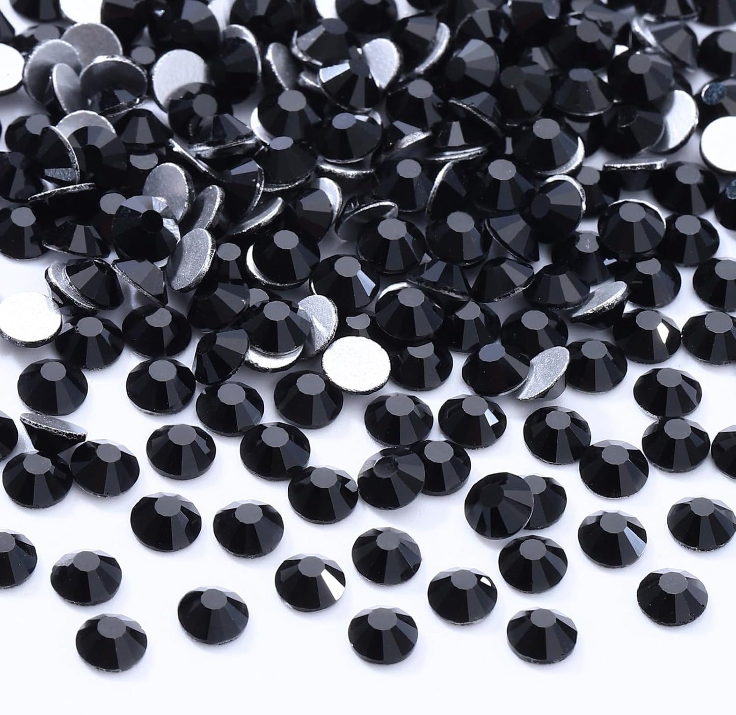 Black Flatback Rhinestones, Glass Rhinestones for Nail Art and Craft, Glue Fix, Loose Crystal Gemstones(Black, SS16, 2880pcs, 3.8-4.0mm)