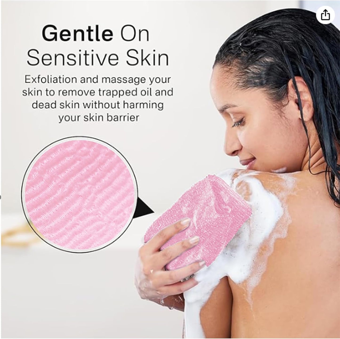 Yiclick Exfoliating Washcloth Towel [3 Pack], Japanese Exfoliating Bath Wash Cloth for Body Exfoliation, Korean Back Scrubber Washer for Shower, African Net Sponge Brush Loofah Exfoliator (Pink)