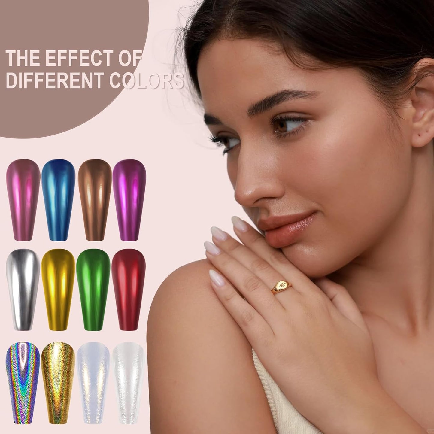 Artdone 12 Jars Chrome Nail Powder Magic White Pearl Kit Mirror Effect Silver Metallic Holographic Dip Nail Powder For Resin Craft & Nail Art Fimo, Decoration Iridescent Aurora Mermaid Pigment