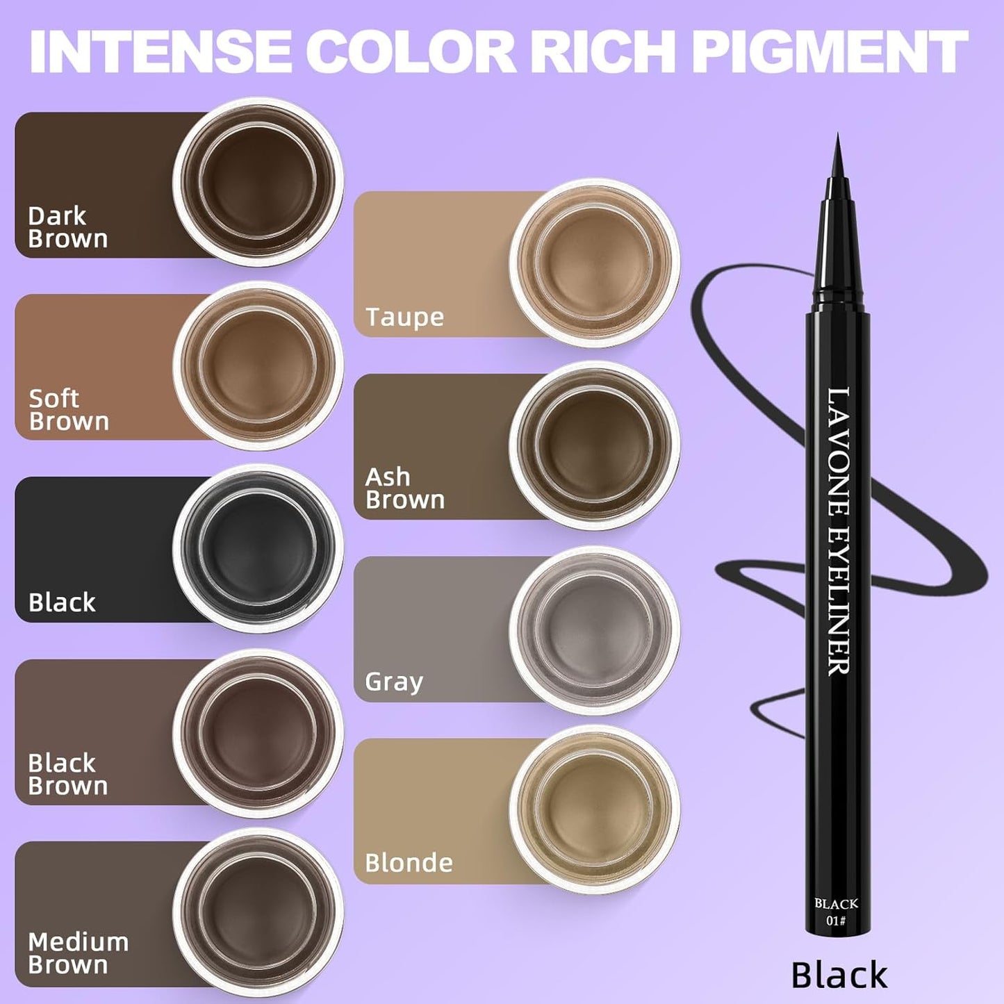 LAVONE Eyeliner Set - Waterproof Makeup Kit with Liquid Eye Liner Pencil, Gel Eyeliner and Angled Eye Liner Brush, Waterproof, Smudge Resistant, Long Lasting Formula - Black Brown
