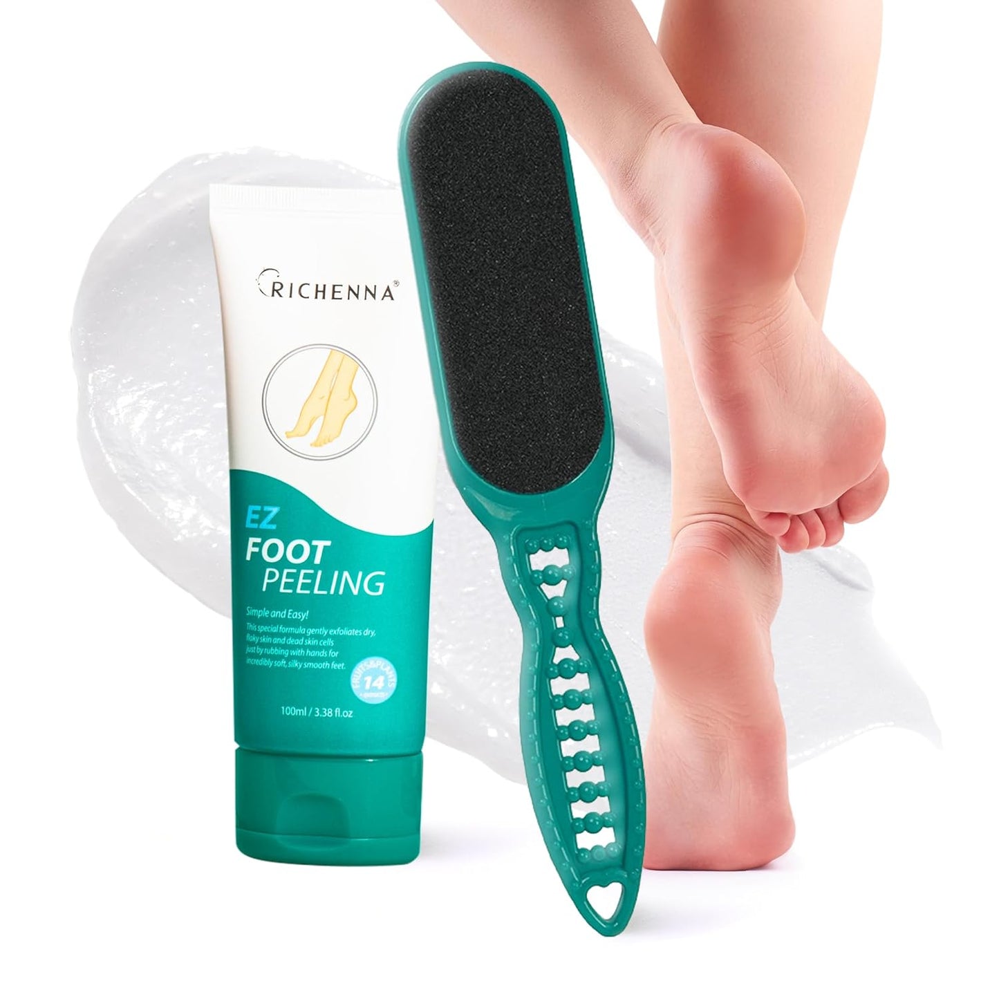 EZ Foot Care Cream - Advanced Exfoliating Urea Foot Cream for Dry Cracked Heels and Feet | 14 Natural Ingredients | Repairs, Hydrates and Smoothens Dry Cracked Feet - 100ml /3.38 fl. oz