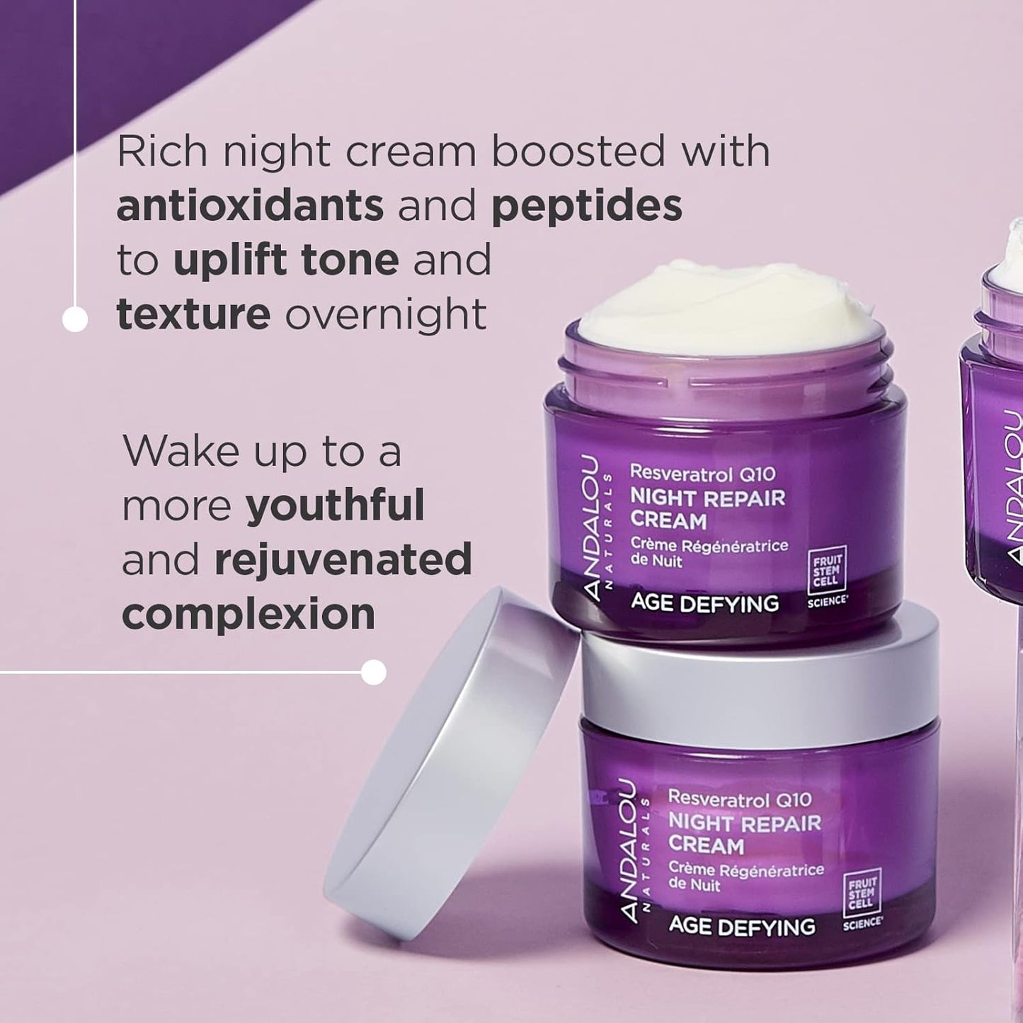 Andalou Naturals, Night Repair Cream Fruit Stem Cell, 1.7 Ounce