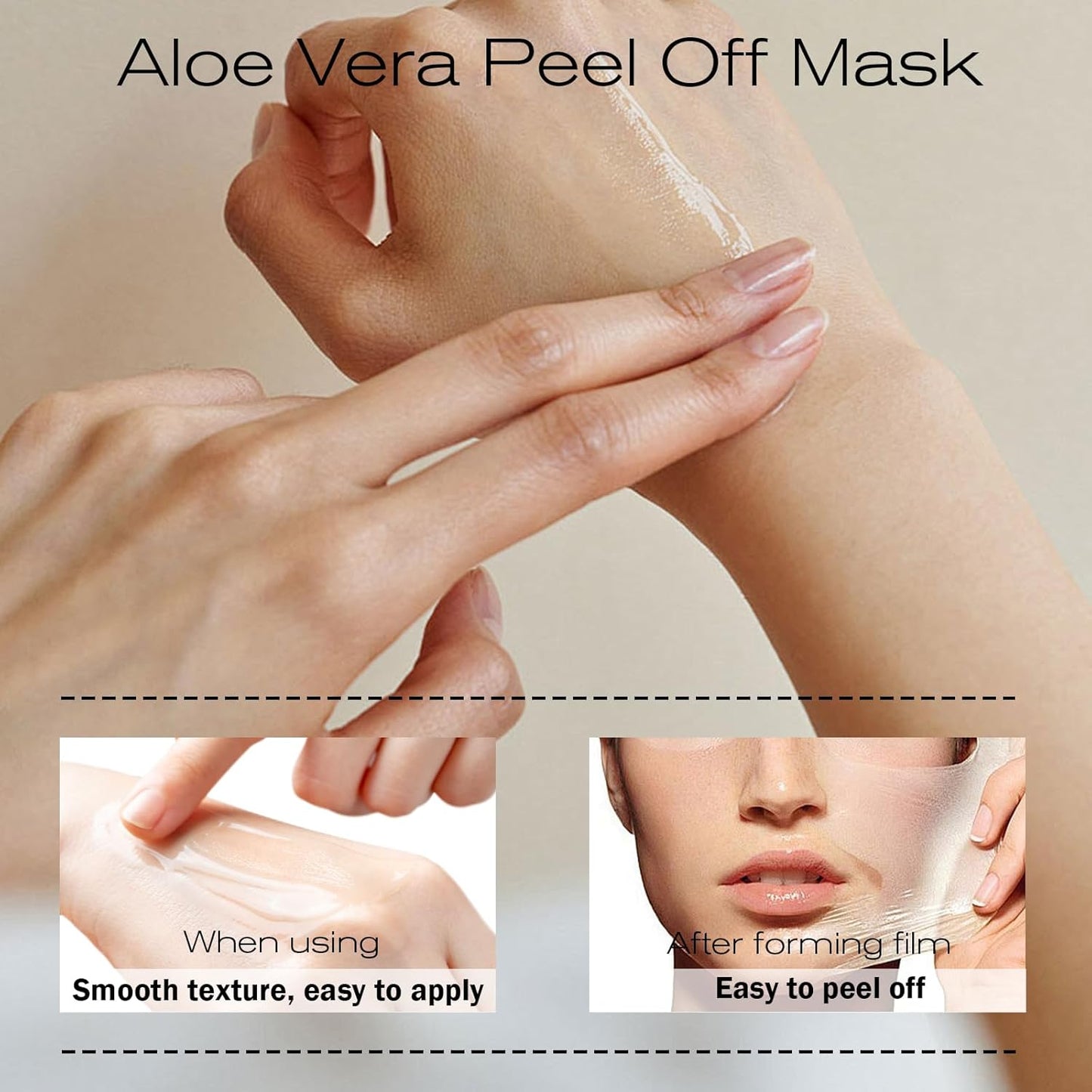 2 Pack Aloe Vera Peel Off Mask-Pore Cleansing, Soothing and Hydrating Facial Mask, Oil Control, Soothes Dry Skin, Facial Care, for All Skin Types