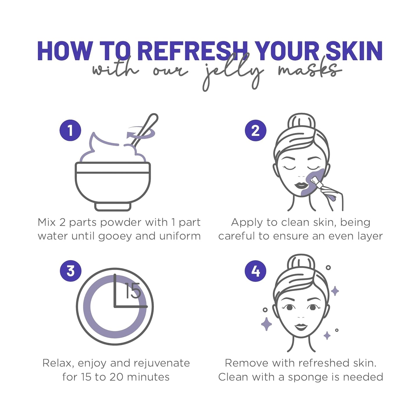 BRÜUN Jelly Mask Jar Blue Lavender Peel-Off Face Care Rubber Mask | 23 fl oz Skin Care Moisturizing Gel Mask Jar Spa Set