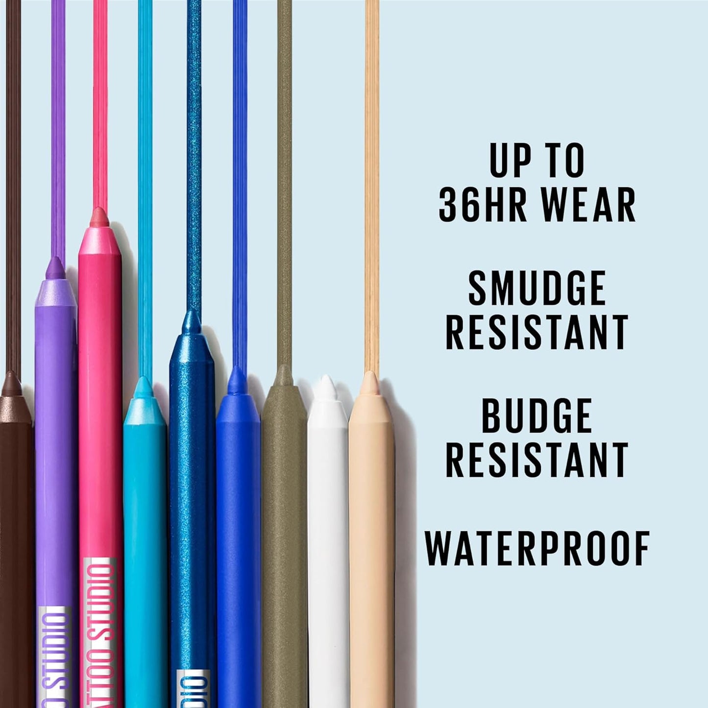Maybelline TattooStudio Long-Lasting Sharpenable Eyeliner Pencil, Glide on Smooth Gel Pigments with 36 Hour Wear, Waterproof, Bold Brown, 1 Count