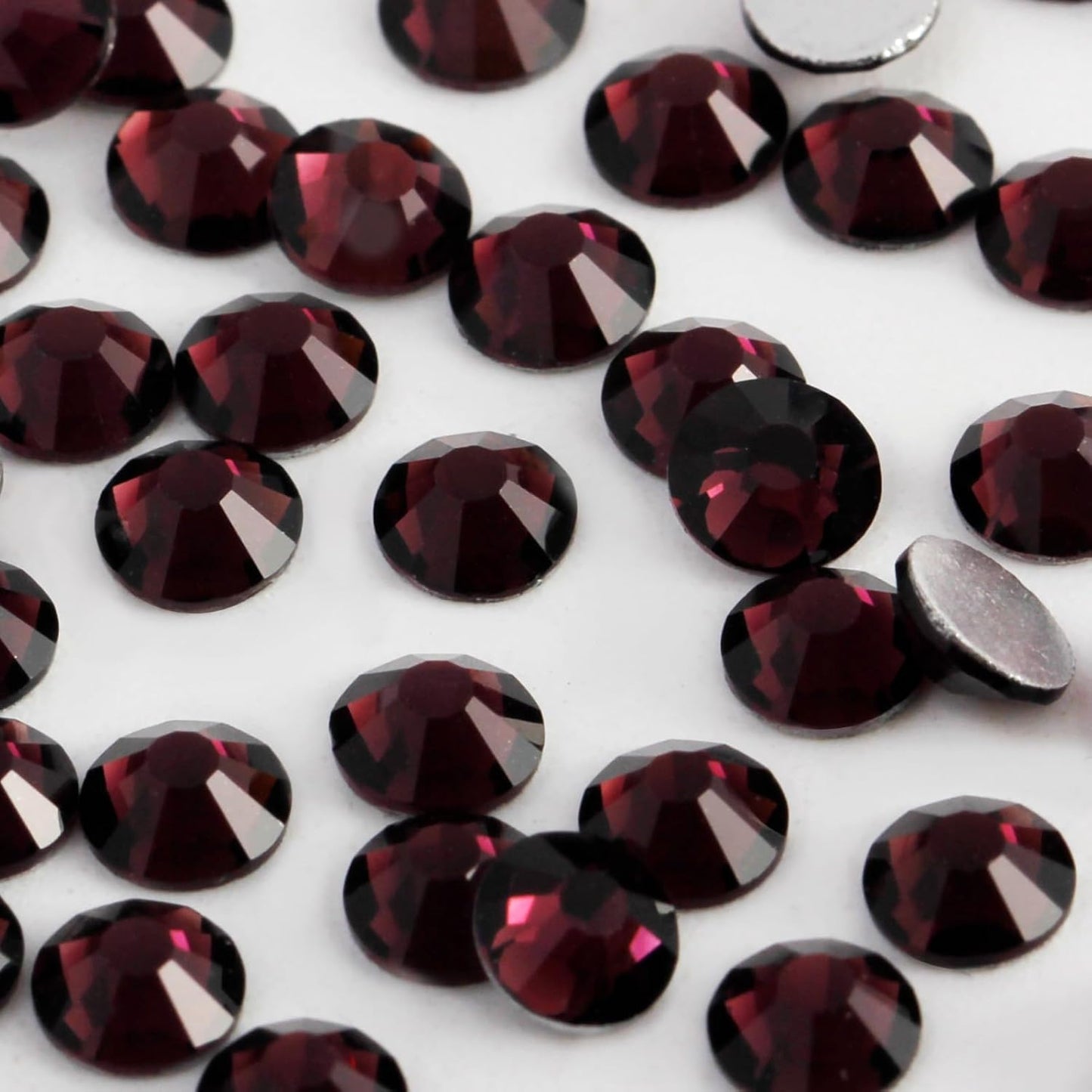 2000 PCS SS16 Flatback Rhinestones,12-Facet Diamond-Cut Glass Gems for Nail Art,Clothing,DIY Crafts,Glue-On Decoration Stones with Silver Backing,Amethyst