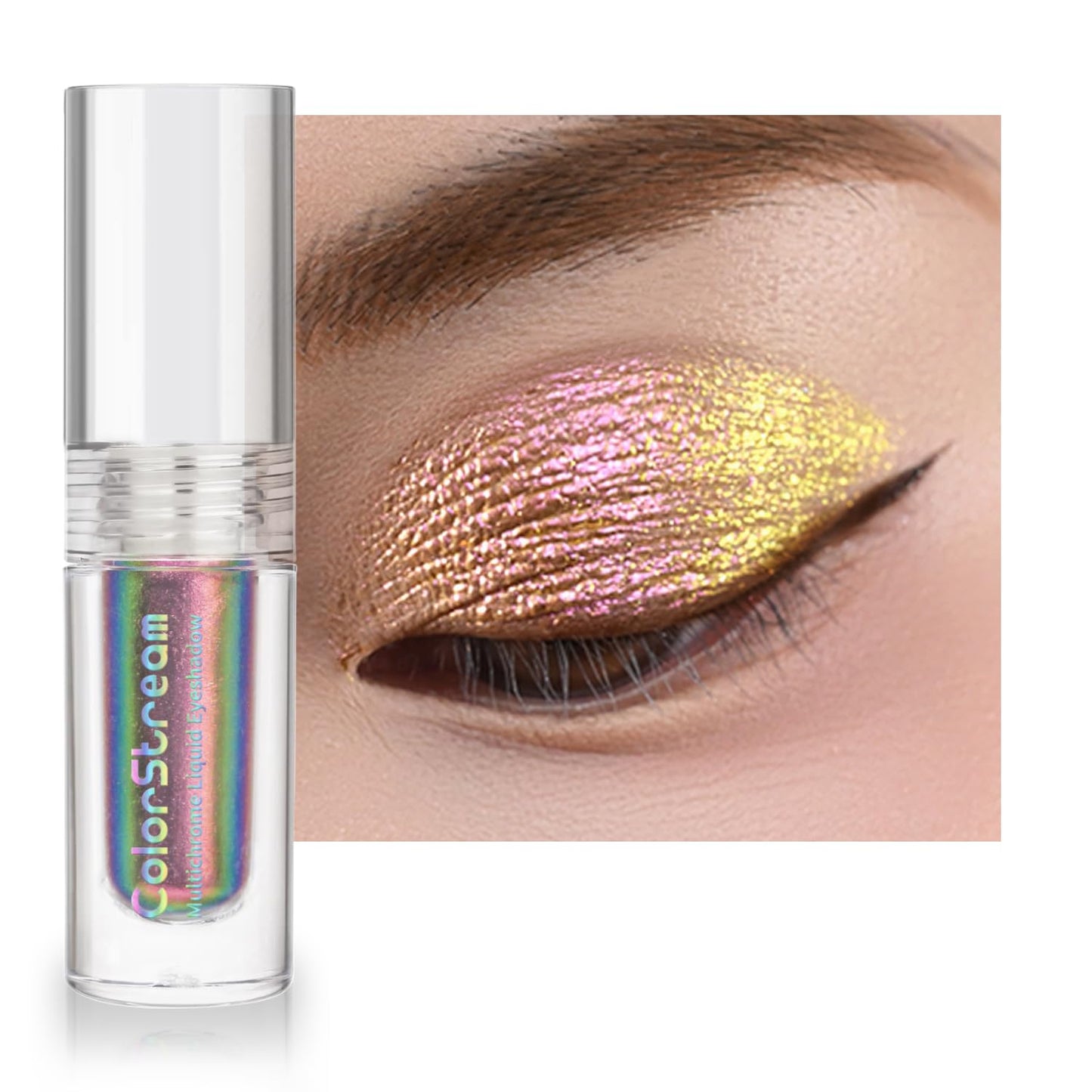 CHARMACY Multichrome Liquid Metallic Eyeshadow, Chameleon Shifting Color, Holographic Glitter Liquid Eyeshadow, Long Lasting Wear, Vegan Eye Topper for Party, Daily Makeup #07