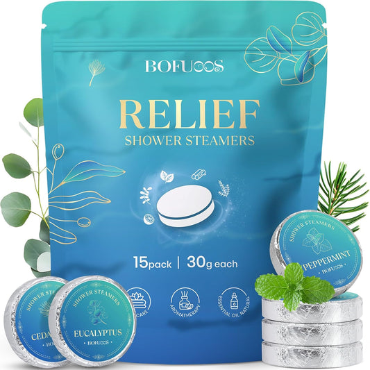 Shower Steamers Aromatherapy, Birthday Gifts for Men Teen, Stocking Stuffers White Elephant Christmas Gift for Adults, Natural Essential Oils Bath Bombs Relaxation SPA – 15 Tablets