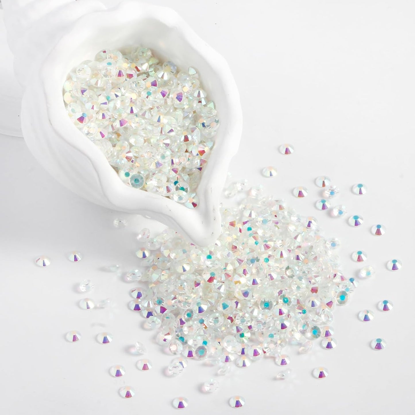 3000PCS SS10 Flatback Rhinestones | 12-Facet Diamond-Cut Glass Gems for Nail Art, Clothing, DIY Crafts |Glue-On Decoration Stones with Silver Backing(Transparent AB)