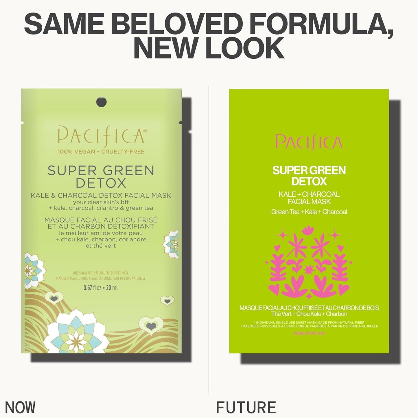 Pacifica Super Green Detox Sheet Mask – Charcoal, Kale & Clay Pore Cleansing Mask for Oily, Blemish-Prone Skin, Deep Detox Facial Mask, Vegan
