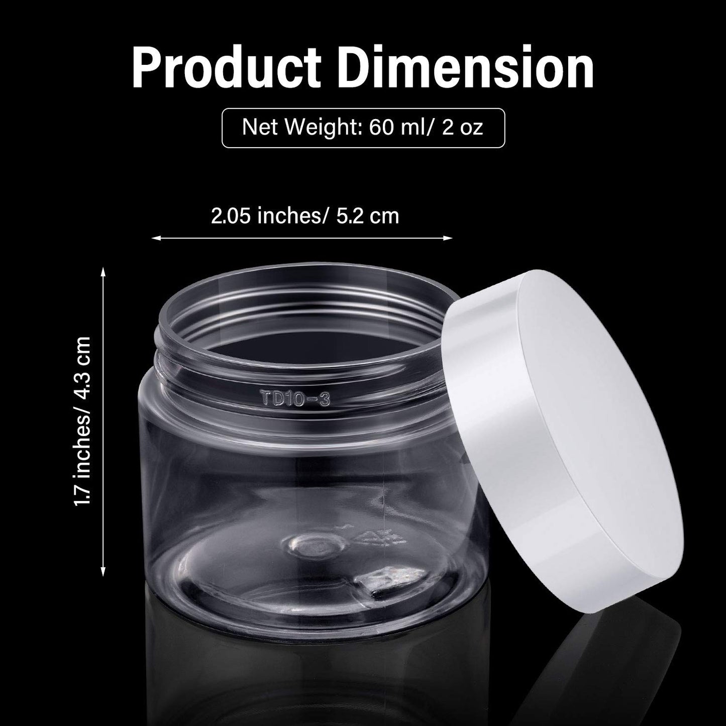 Patelai 4 Pieces Round Wide-mouth Leak Proof Plastic Container Jars with Lids for Travel Storage Makeup Beauty Products Face Creams Oils Salves Ointments DIY Making(2 Ounce,White)