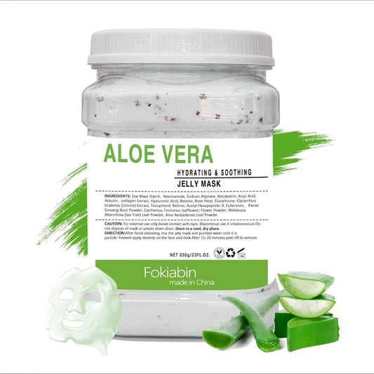 Jelly Mask for Facials, Hydrating & Moisturizing Peel-Off Rubber Gel Face Mask Skin Care for Deep Hydration & Glow, 23 Fl Oz Jar Professional Spa Use for All Skin Types with Aloe vera essence