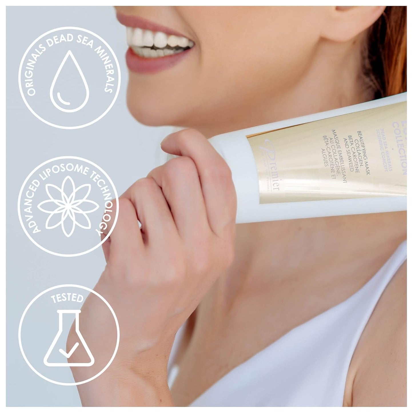 Premier Dead Sea Classic Beautifying Mask Collagen, Beta Carotene And Seaweed Reduces Blackheads, Pores, Acne, Oily Skin - Visibly Healthier Face & Body Complexion - All Natural Anti-Aging 4.4 Fl Oz