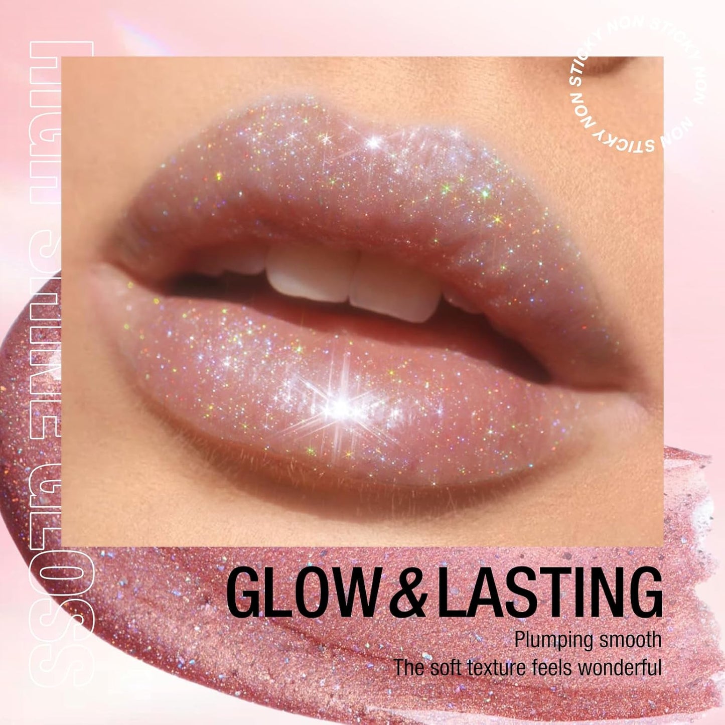 LANGMANNI 6 Colors Diamond Glitter Lip Gloss Set,Long Lasting High Shine Shimmer Liquid Lipstick Set,Hydrating,Moisturizing Lip Gloss Kit Gift Makeup For Girls(#01+02+03+04+05+06)