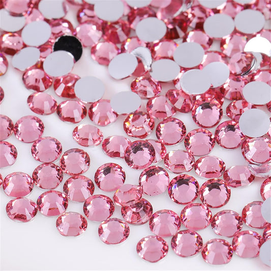 1000 Pieces SS20 5mm Flatback Rhinestones Clear Glass Round Gems Crystals for Nail Art DIY Crafts Clothes Shoes Bags （Pink）