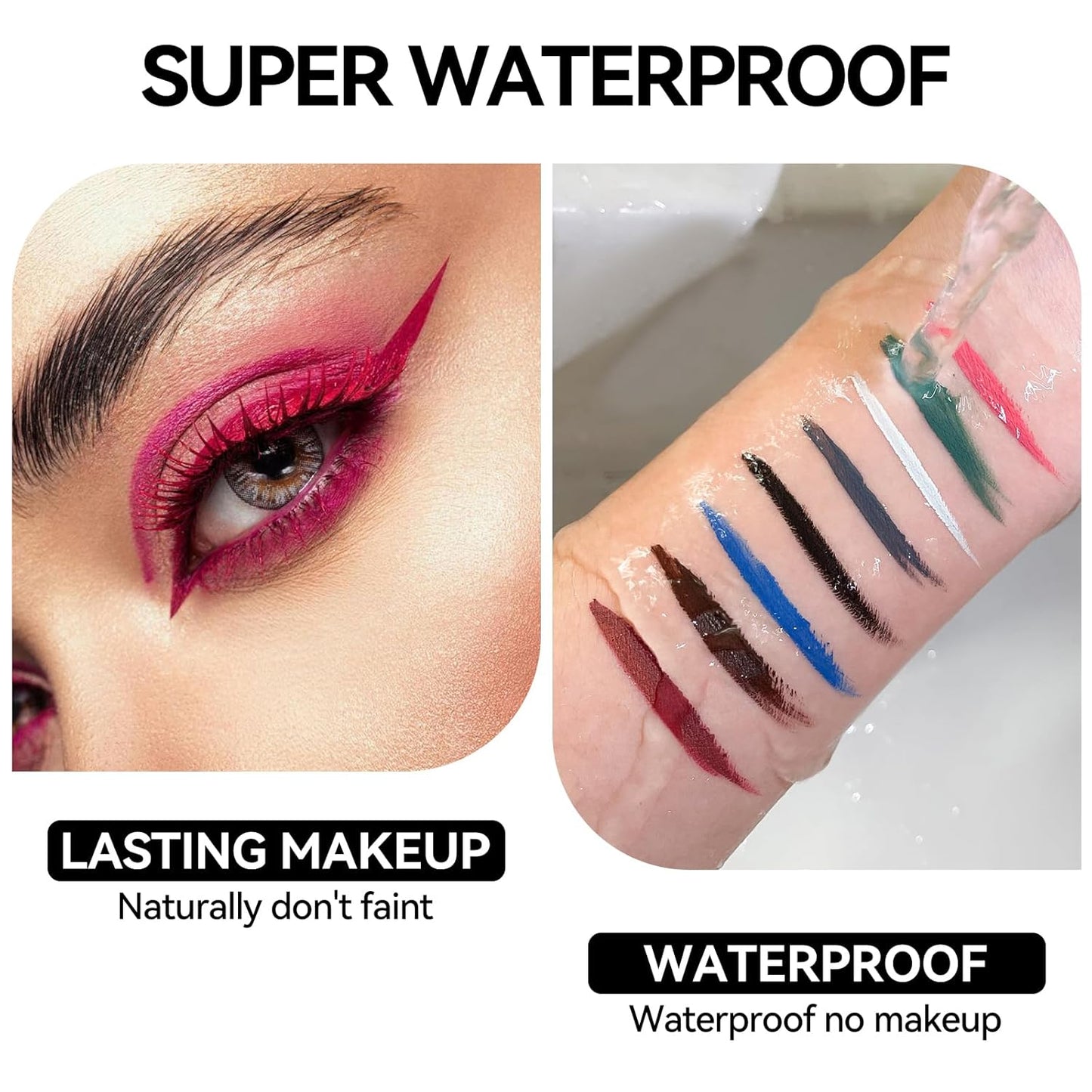Eyeliner Gel Set,Long Lasting Waterproof With 5.51 IN Long Eyeliner Brush,High-Intensity Pigments Smudge-Proof Eye Liner Makeup Creamy Gel 5G-White