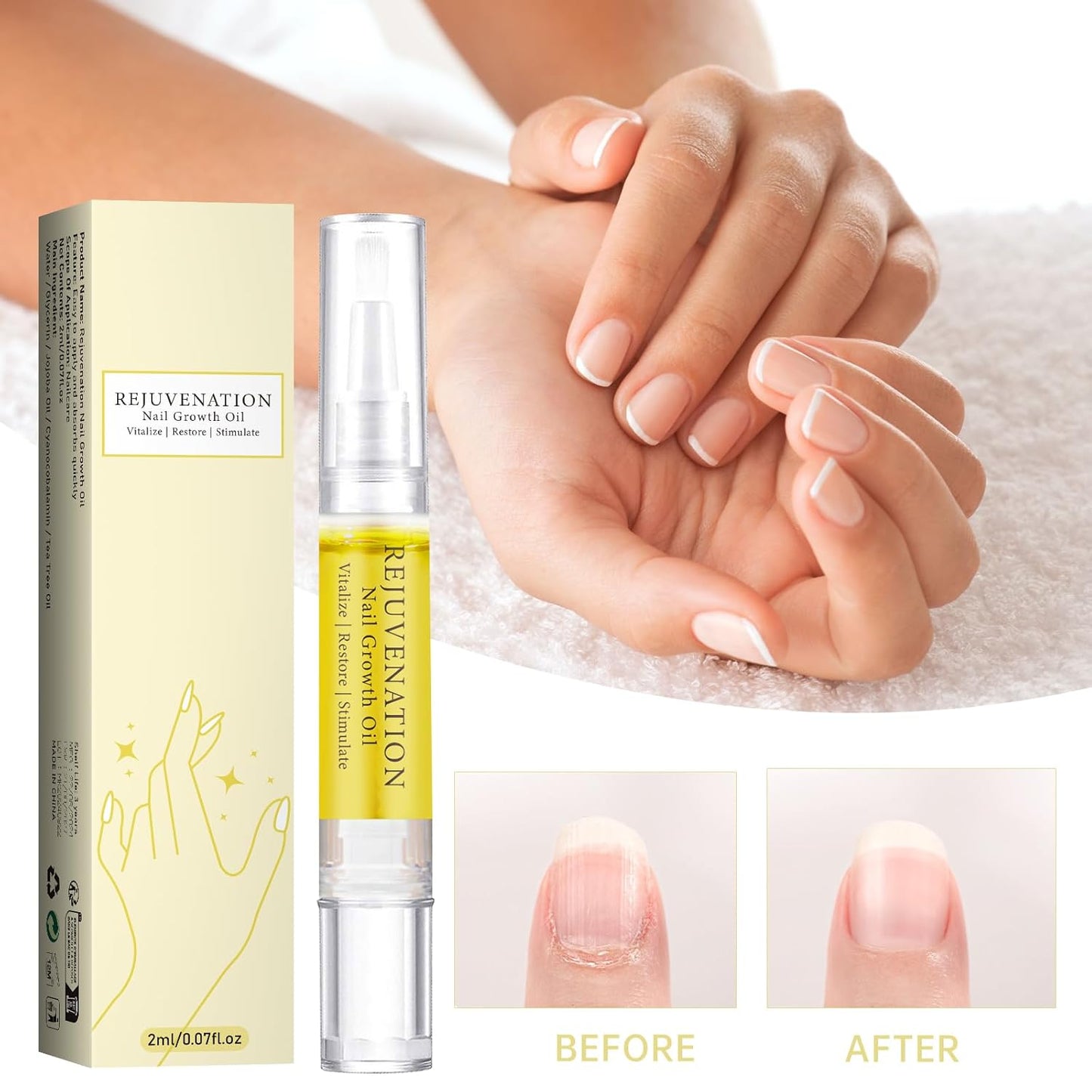 Fiorland Nail Growth Oil, Rejuvenation Nail Strengthener & Repair Serum with Nail File- 3 in 1 Formula for Instant Growth, Cuticle Care (3PCS)