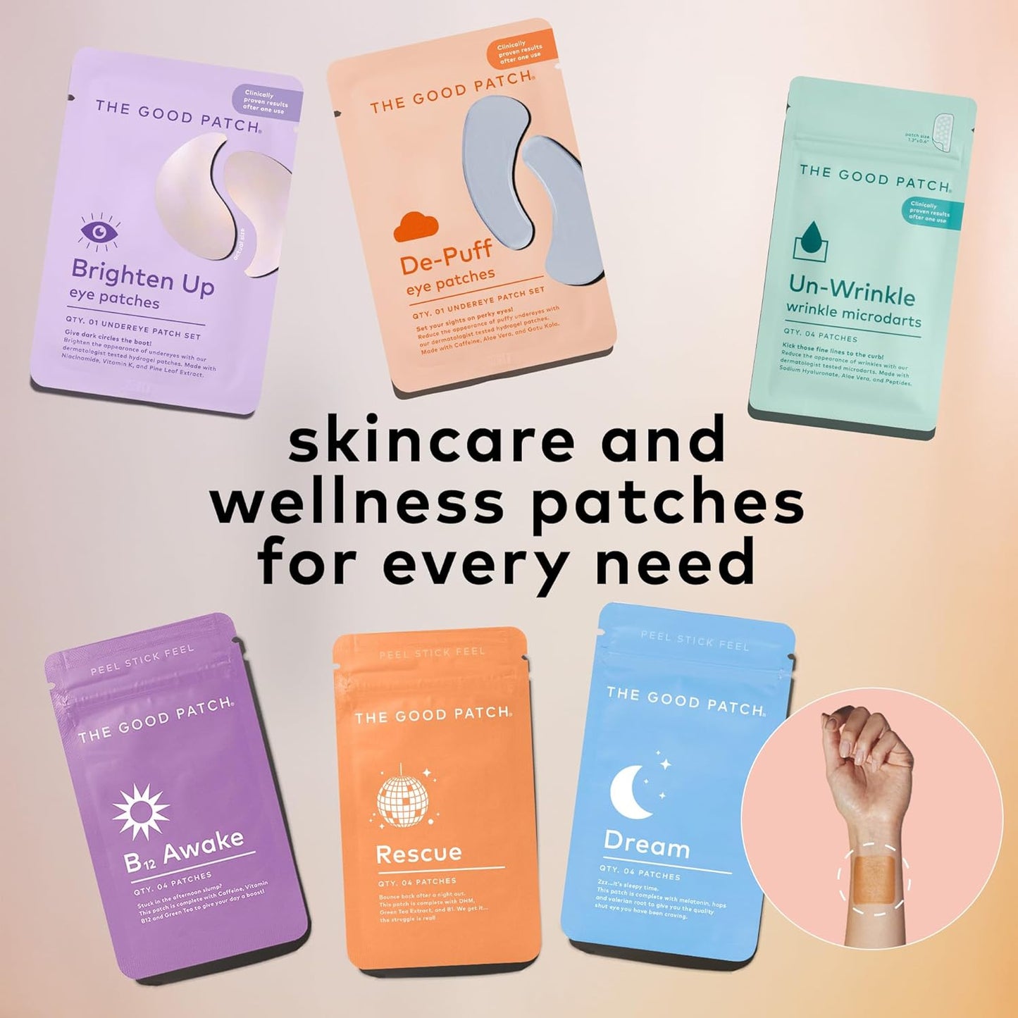The Good Patch Brighten Up Hydrogel Under Eye Patches for Dark Circles and Puffy Eyes, Made with Niacinamide, Vitamin K, Pine Leaf Extract, Clinically Proven (18 Total Patch Sets)