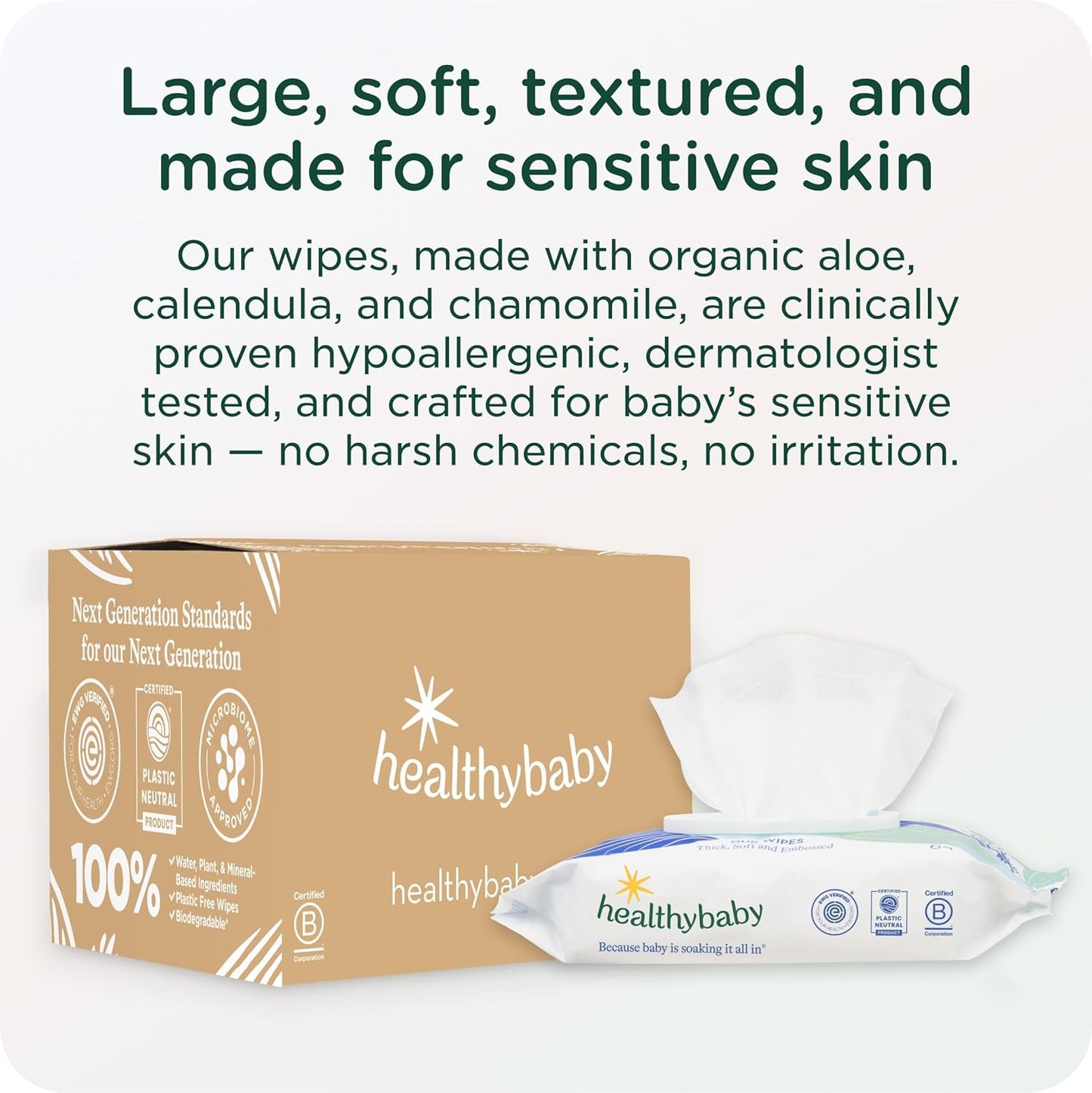 Our Wet Wipes | EWG Verified Safe | 100% Water & Plant Based | Unscented & Safe for Sensitive Skin | Fragrance Free and Totally Chlorine Free (4 packs, 256 wipes)