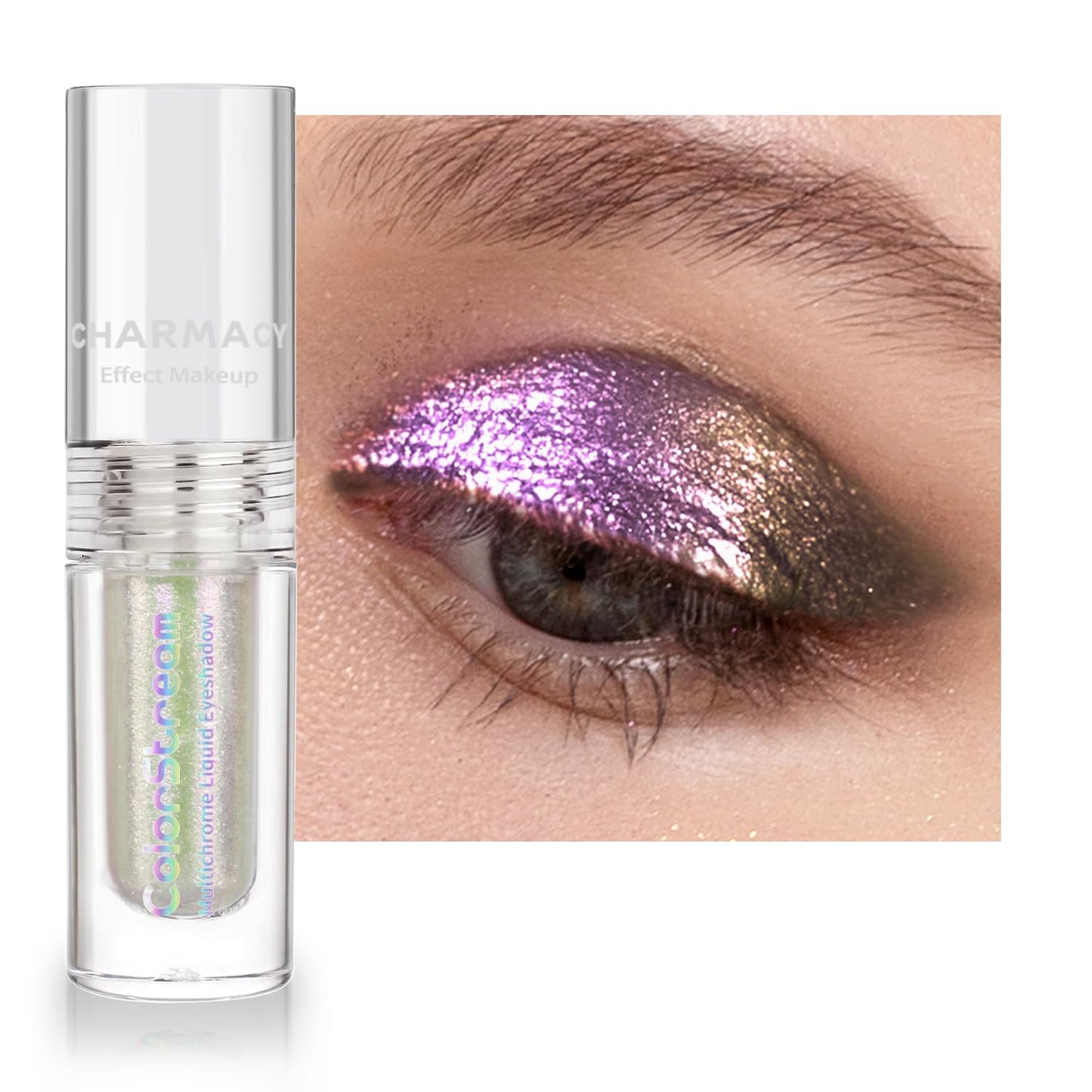 CHARMACY Liquid Duochrome Eyeshadow, Multi-Dimensional Eye Looks, Long Lasting Glitter Eye Shadow Sets Metallic Pigments, Quick Drying, Sparkling Shiny Eye Makeup for Beginners, 1.6g (#15)