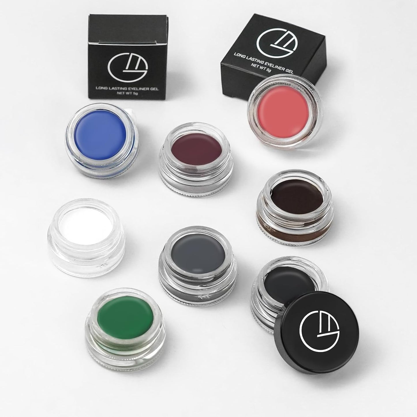 Eyeliner Gel Set,Long Lasting Waterproof With 5.51 IN Long Eyeliner Brush,High-Intensity Pigments Smudge-Proof Eye Liner Makeup Creamy Gel 5G-Brown