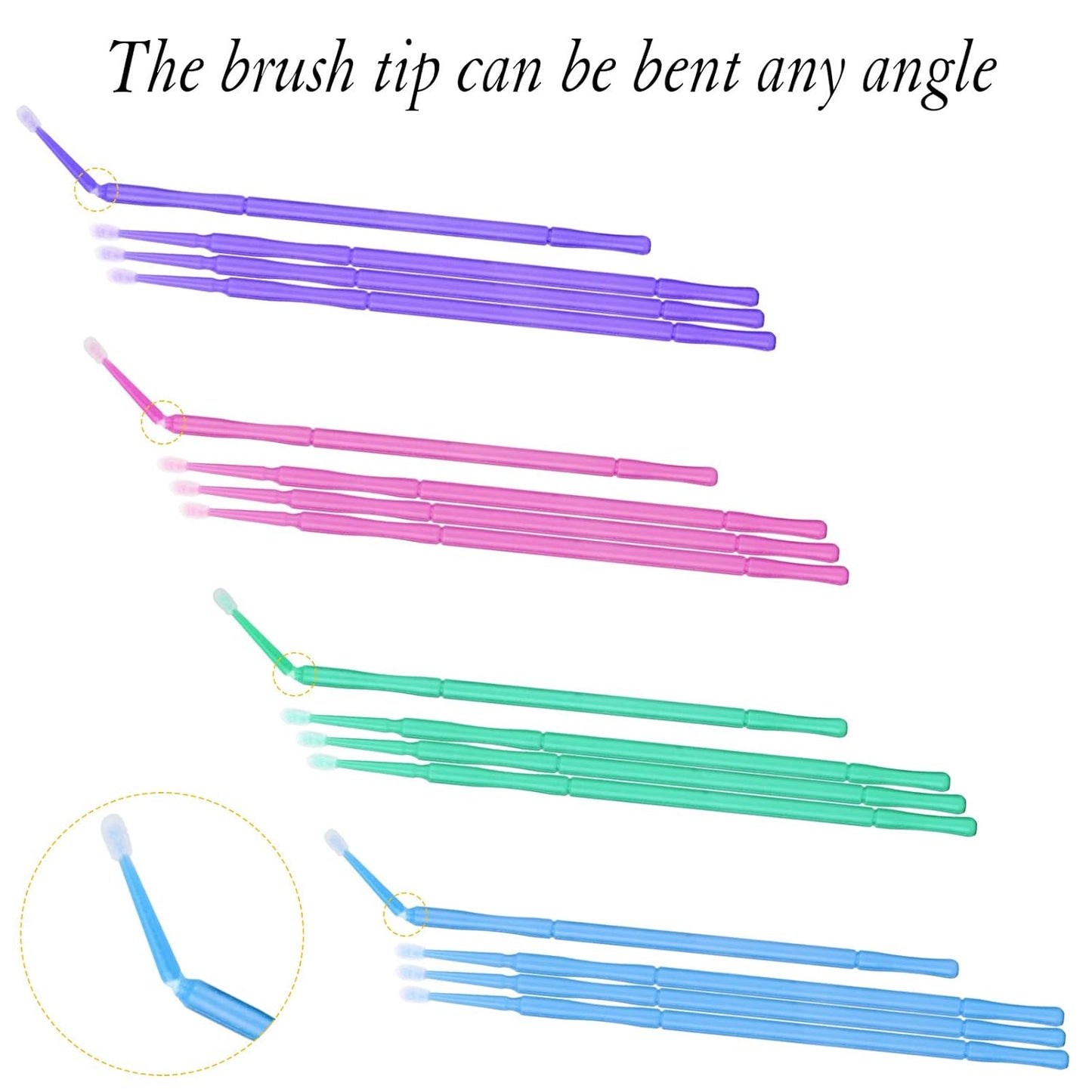 500 PCS Disposable Micro Applicator Brush, Gelme Nutri Micro swabs,Head Bendable Ultrafine Eyelash Extension Brushes for Makeup and Personal Care (Dark blue 2.5mm)