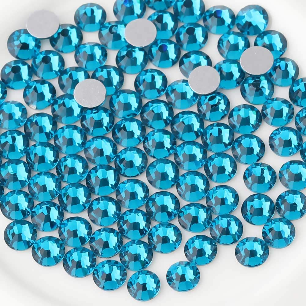 beadsland Flat Back Crystal Rhinestones Round Gems, Indicolite (6.4-6.6mm) SS30/288pcs