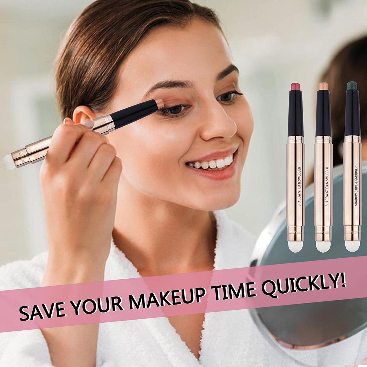 Eyeshadow Stick Makeup, Highlighter Matte Cream Eye Shadow Pencil, Waterproof Hypoallergenic Long Lasting Crayon, Glitter Primer Palette Shimmer Eyeliner Pen wiht Soft Brush, Black