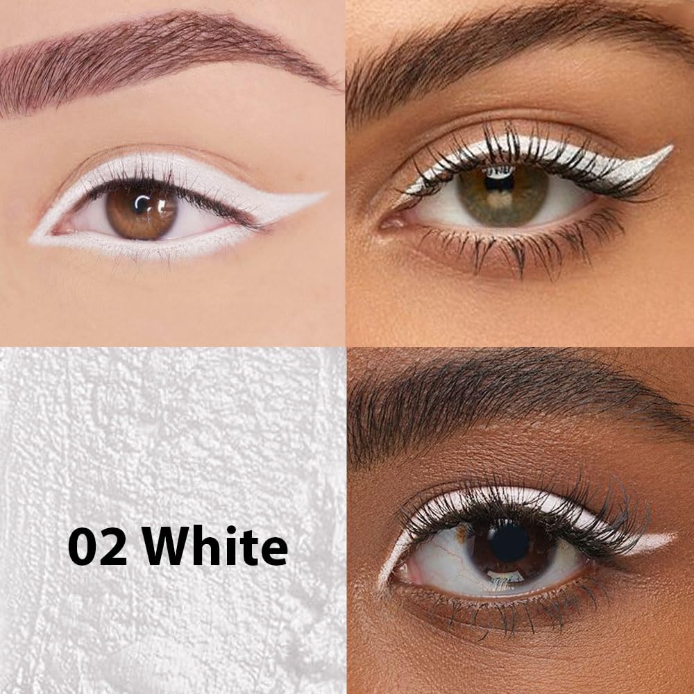 evpct 2Pcs Black & White Color Gel Glitter Eyeliner Pencils Set for Women Waterline Waterproof Smudge Proof lapiz de ojos delineador de ojos contra el agua Eye Liner Makeup
