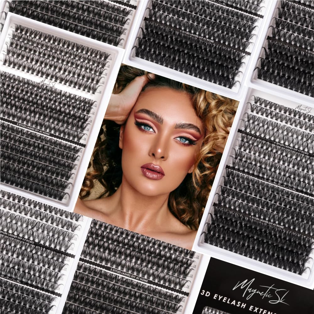 Lash Clusters 320pcs Lash Extension Kit 30D 40D 80D 100D Individual Lashes Kit 12-20mm Eyelash Extension Kit with Lash Bond&Seal,Lash Remover and Lash Tweezers for Easy Use(30/40/80/100D-0.07D Kit))