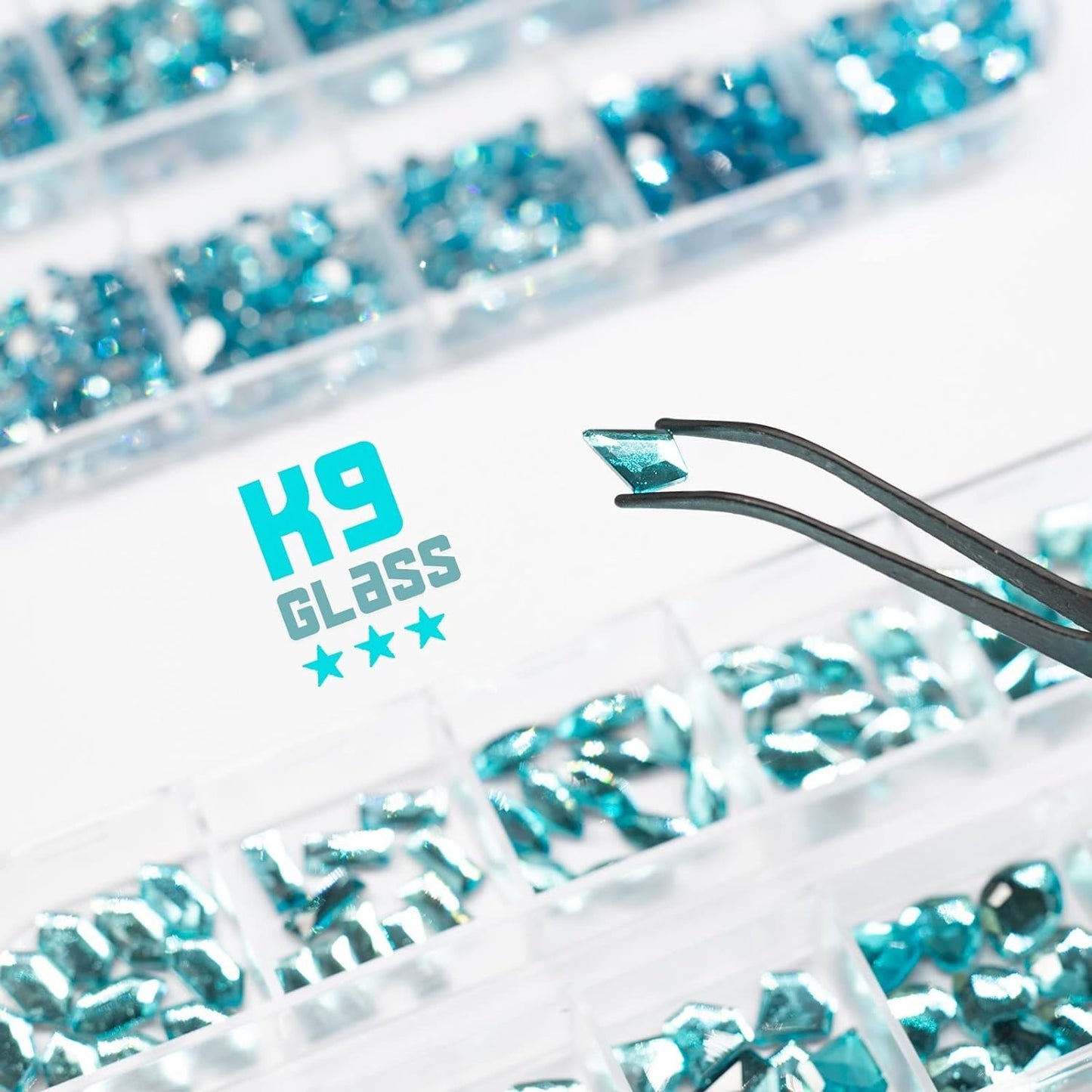 Aquamarine Rhinestones for Nails Lake Blue Nail Rhinestones Multi Shapes Flatback Water Blue Crystals Gems K9 Glass Stones Diamonds jewels Nail Art Supplies Nail Charms for Nails Faces Makeup