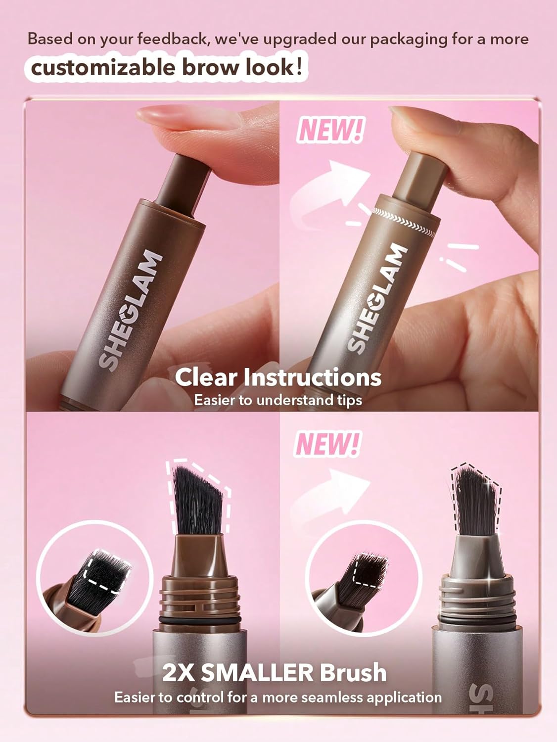SHEGLAM Brow-Fection Angled Brush & Dip Upgraded Microblading Eyebrow Pen Long Lasting Waterproof Easy To Color-Charcoal